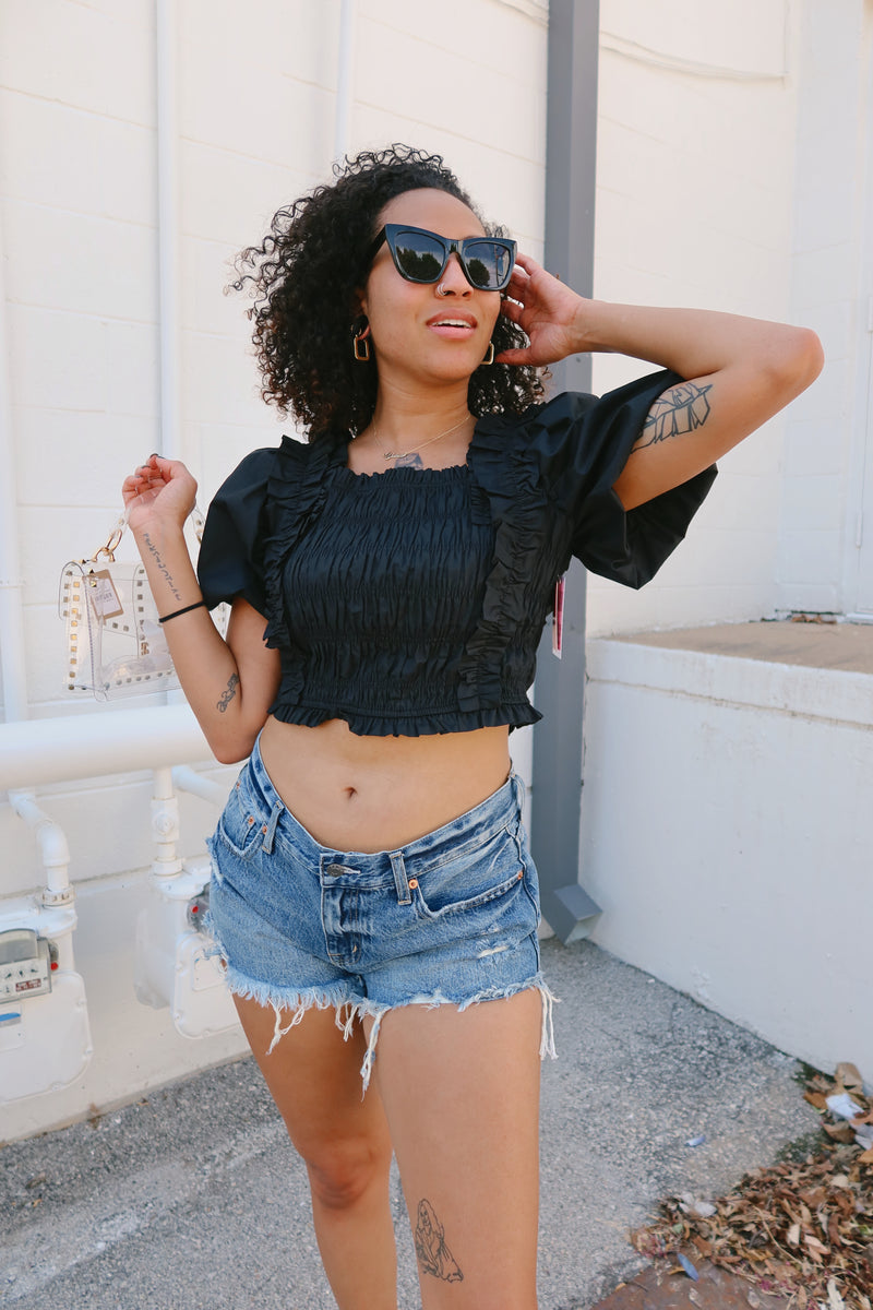 Buddylove Tandy Puff Sleeve Top - Black