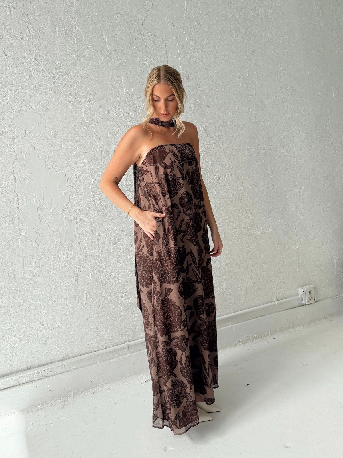 Maddie Chocolate Floral Maxi