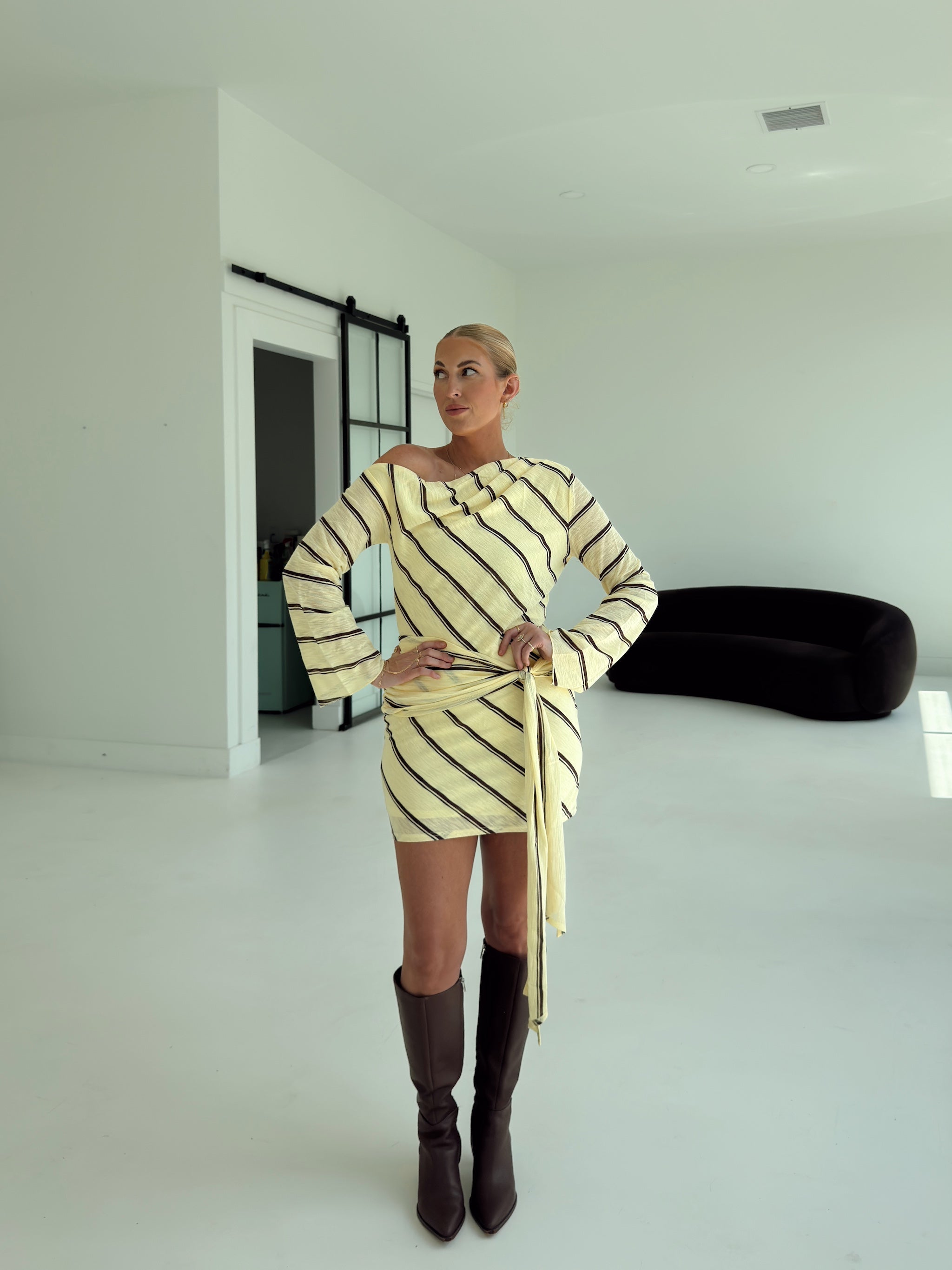 Abigail Yellow Stripe Mini Dress