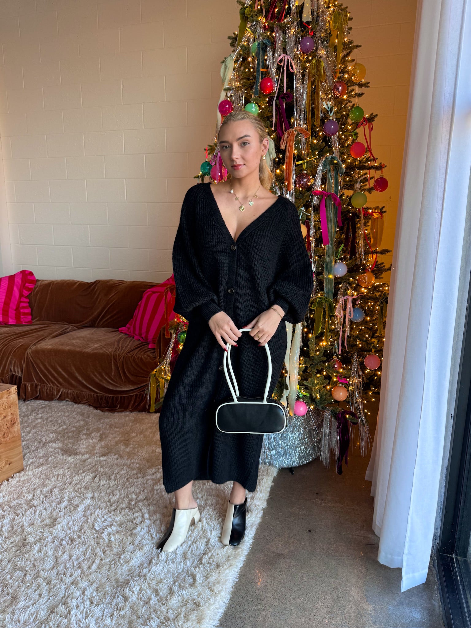 Meet Me in Santorini Sweater Duster - Black