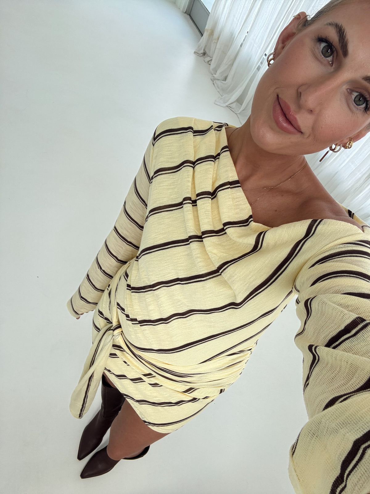 Abigail Yellow Stripe Mini Dress