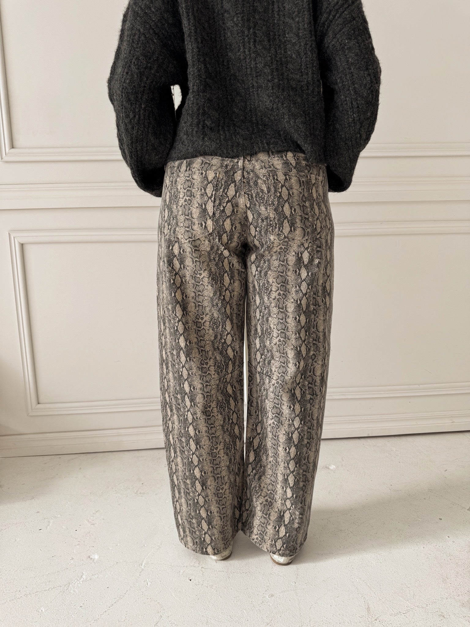 Snakeprint Barrel Denim