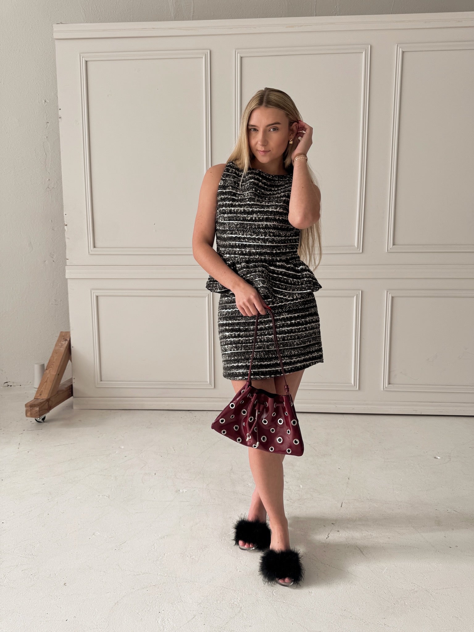 Endless Rose Sequin Textured Peplum Top