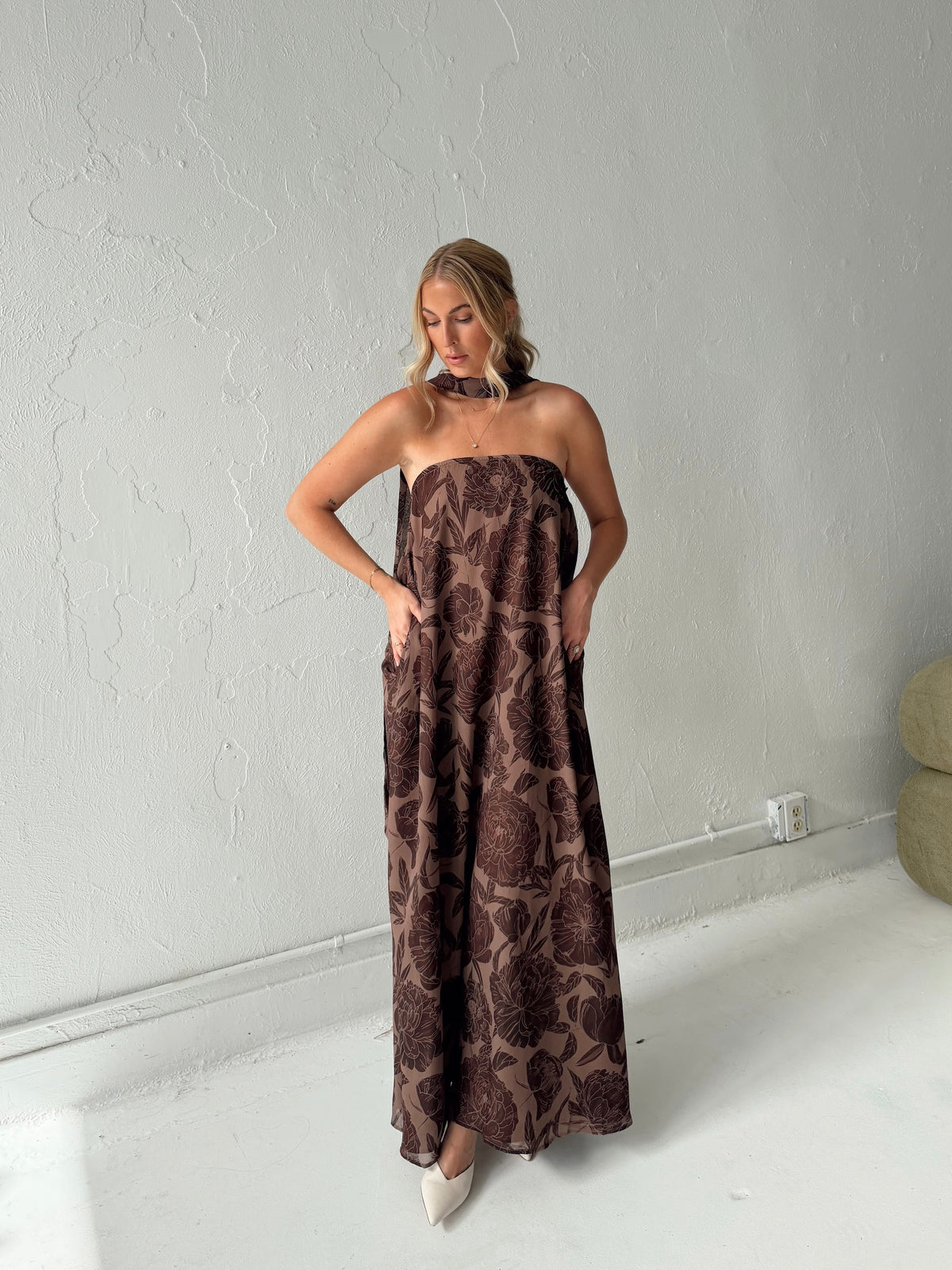 Maddie Chocolate Floral Maxi