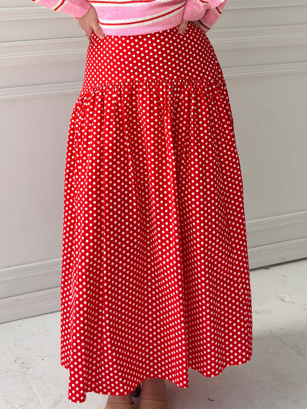 Set Your Sails Polka Dot Skirt - Red