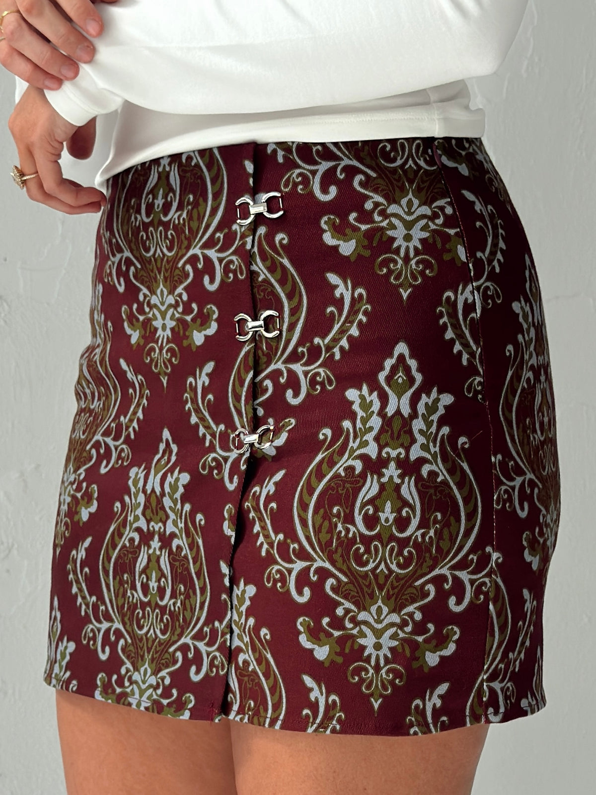 Ari Paisley Print Denim Mini Skirt