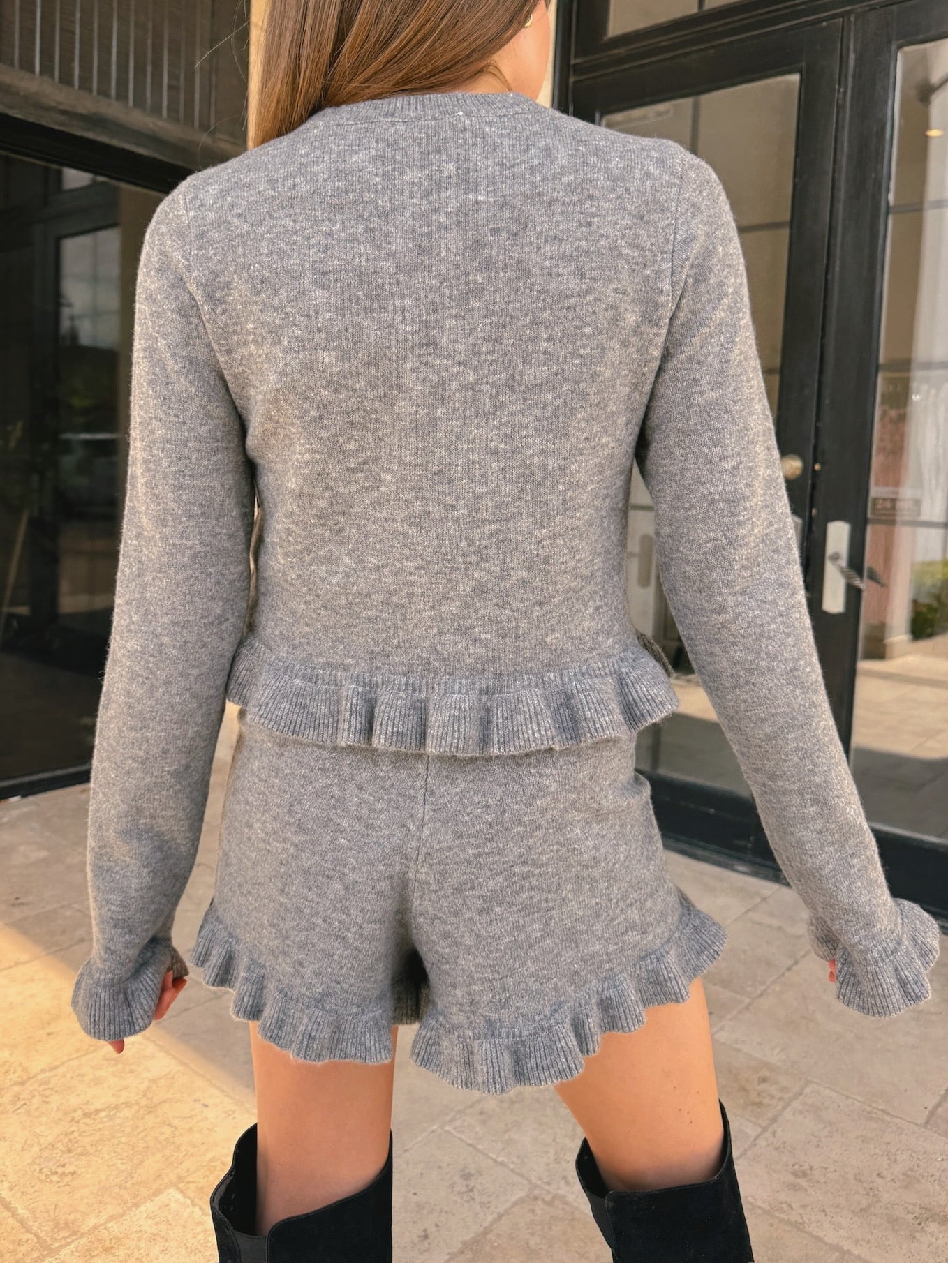Ruffled Gray Cardigan