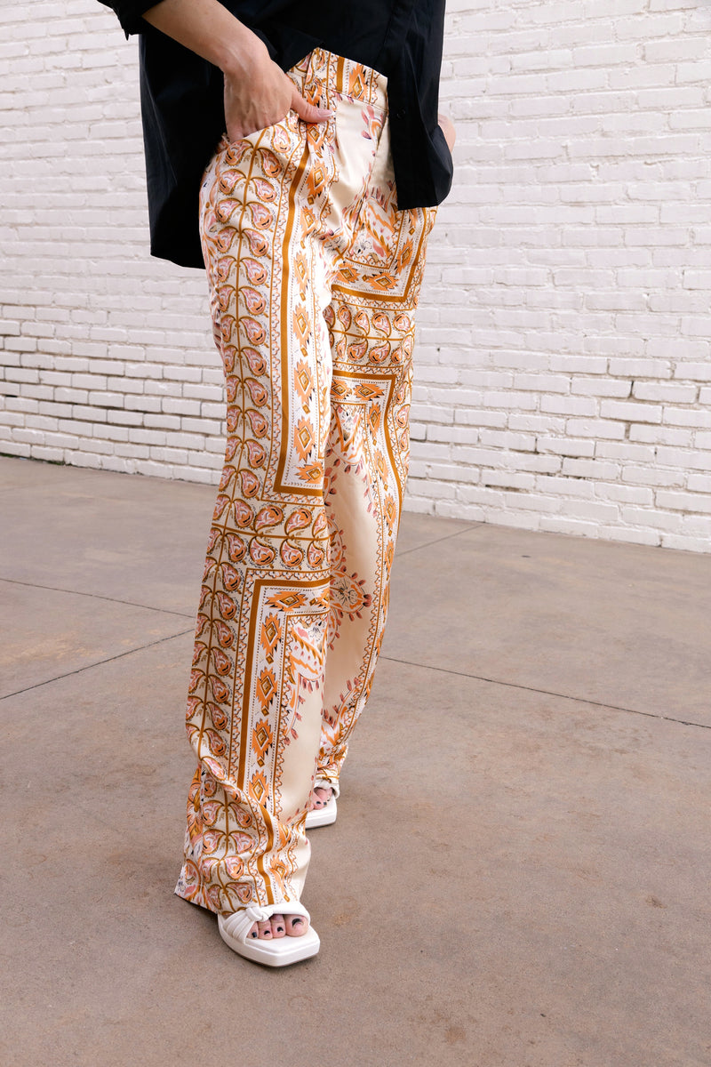 Satin Paisley Pants