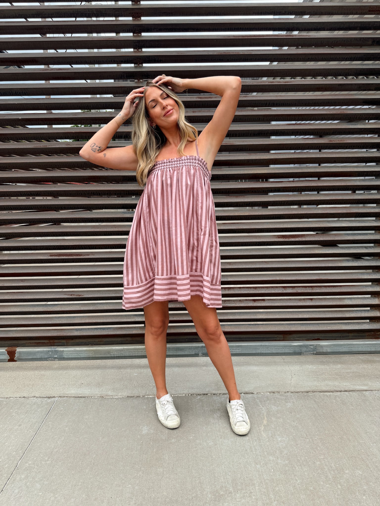 Summer Stripes Mauve Mini Dress
