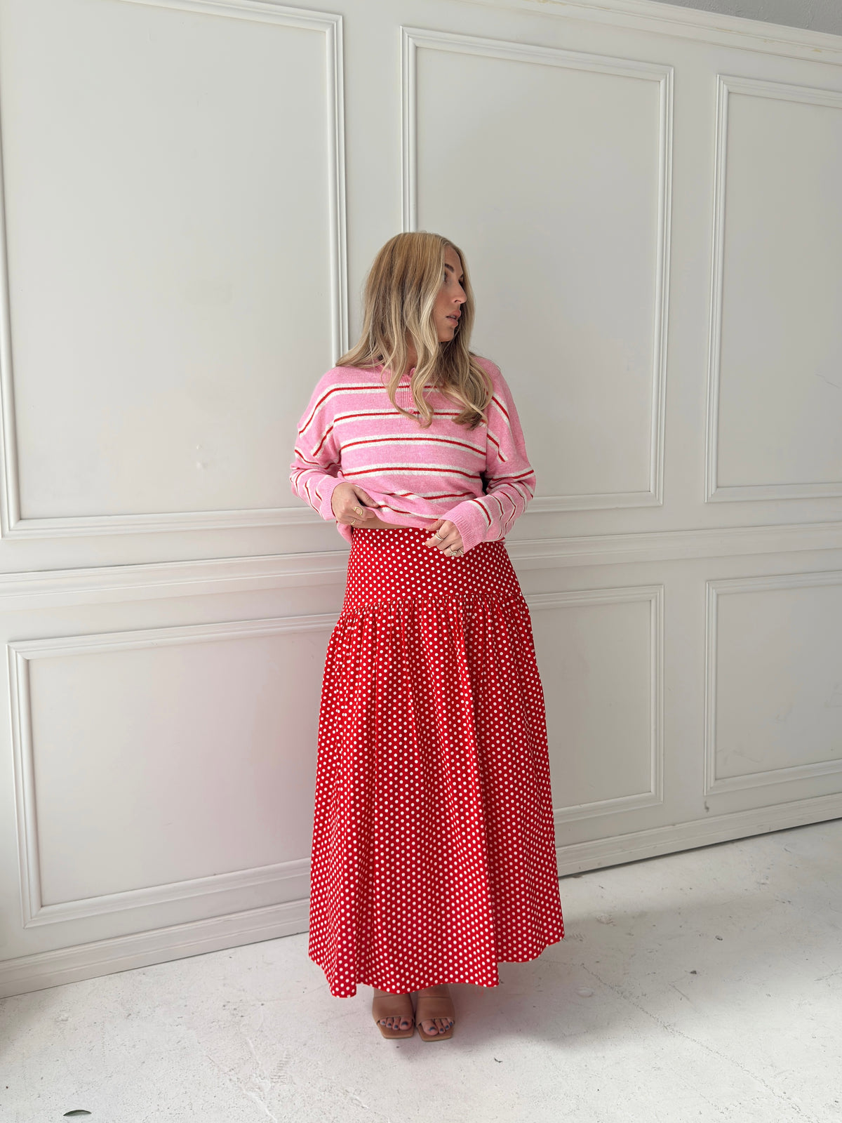 Set Your Sails Polka Dot Skirt - Red