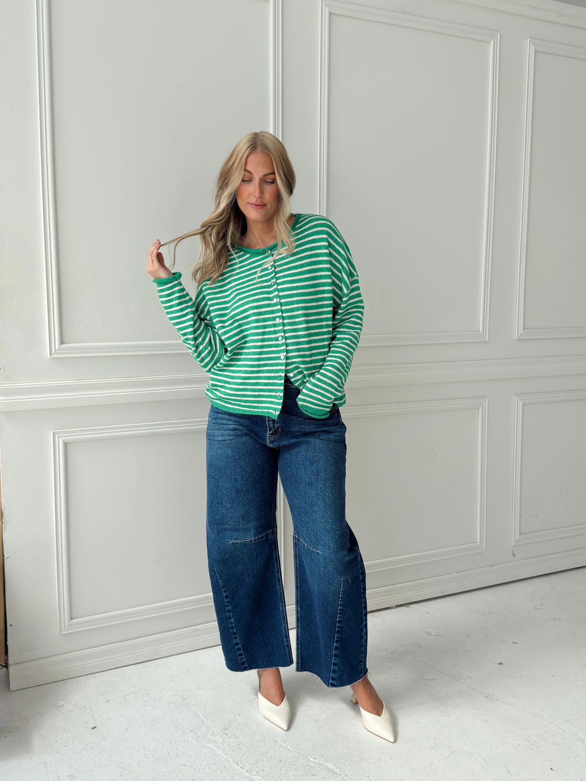 Brynn Striped Cardigan - Green