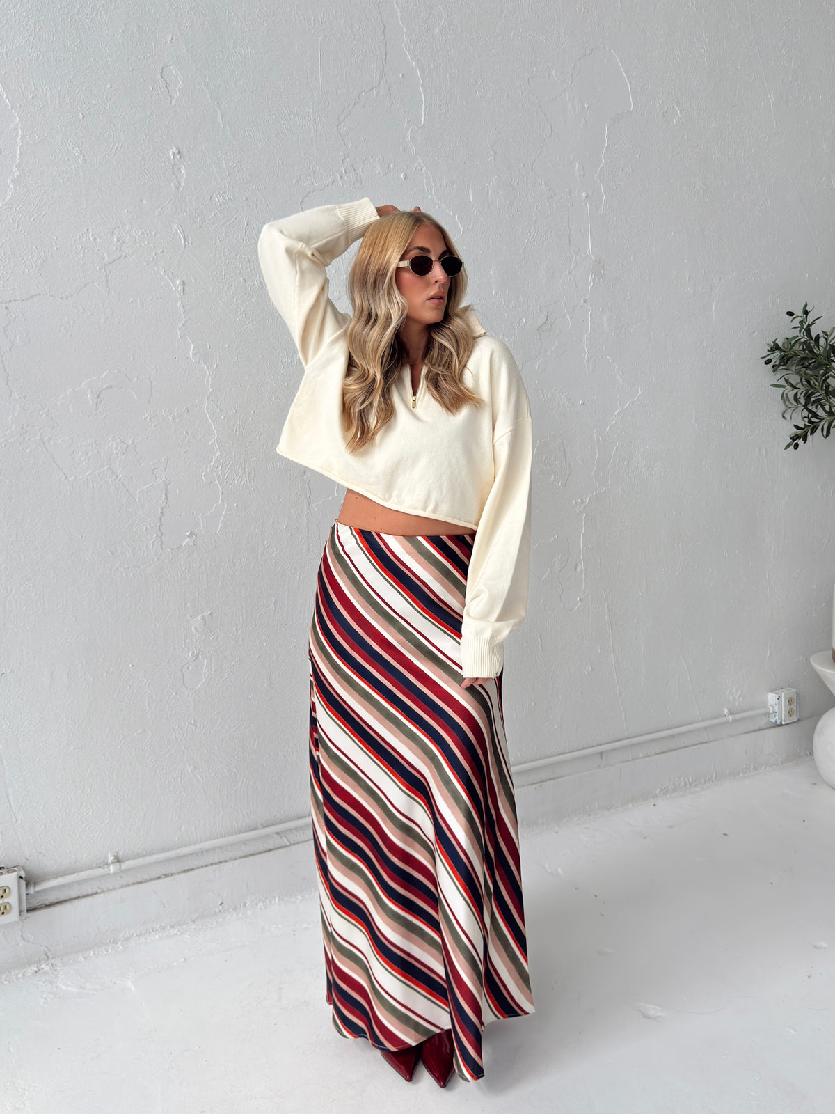Pre-Order Dani Diagonal Stripe Maxi Skirt (restock eta 10/19)