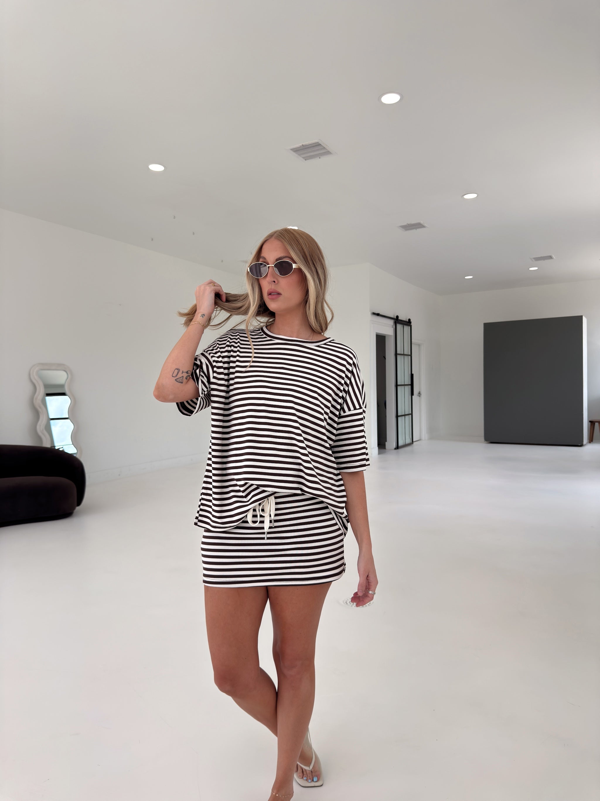 Pre-Order Weekender Stripe Top - Brown (restock eta 8/30)