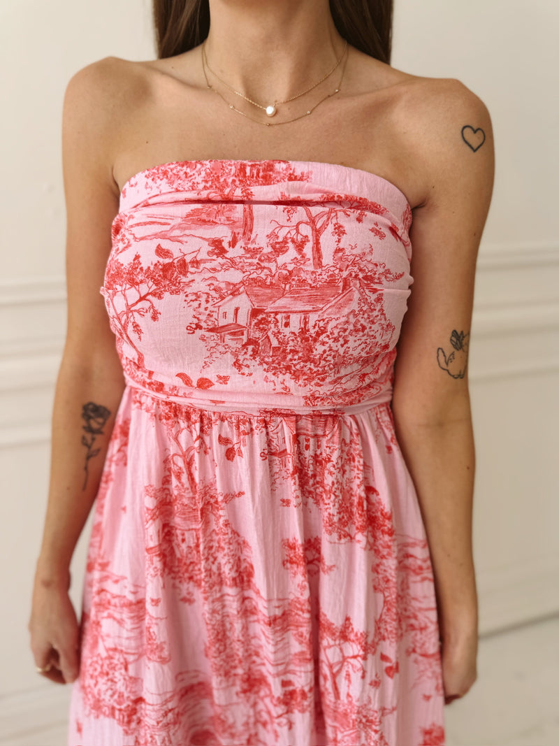 Meet Me in Santorini Sunset Cottage Tube Maxi Dress