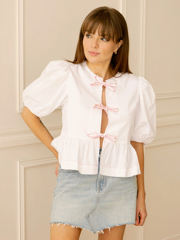 Red Bow Peplum Top