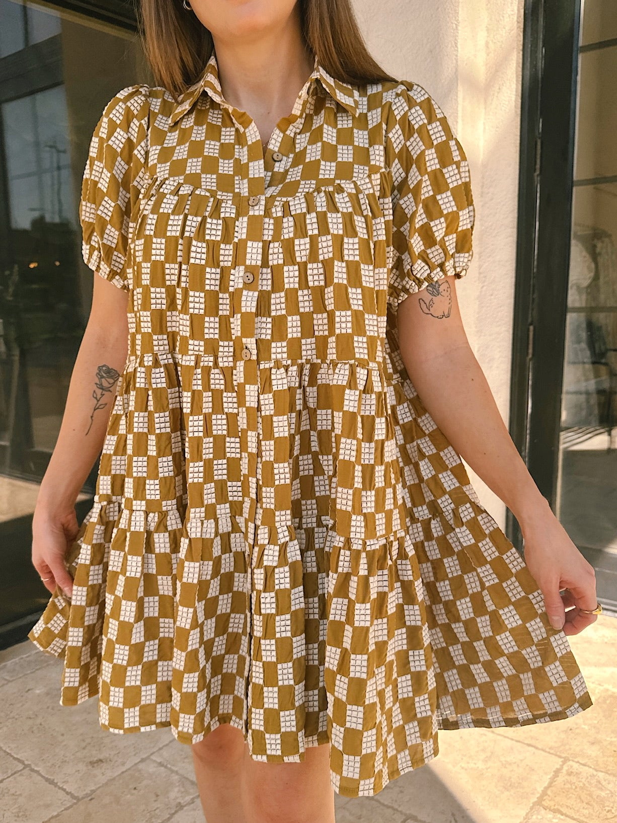Meet Me in Santorini Button Down Dress - Terracotta Weave