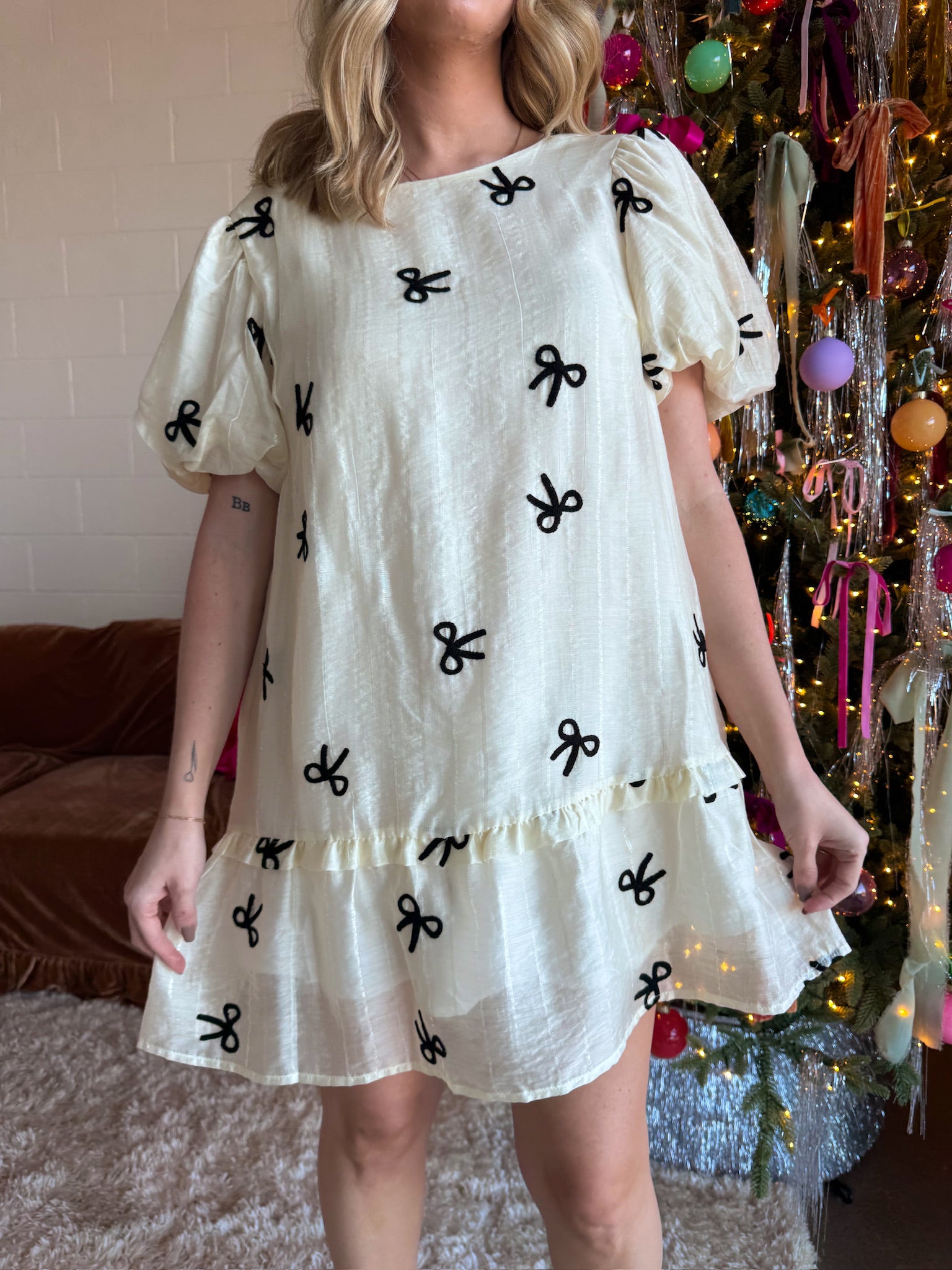 Meet Me in Santorini Organza Bow Mini Dress