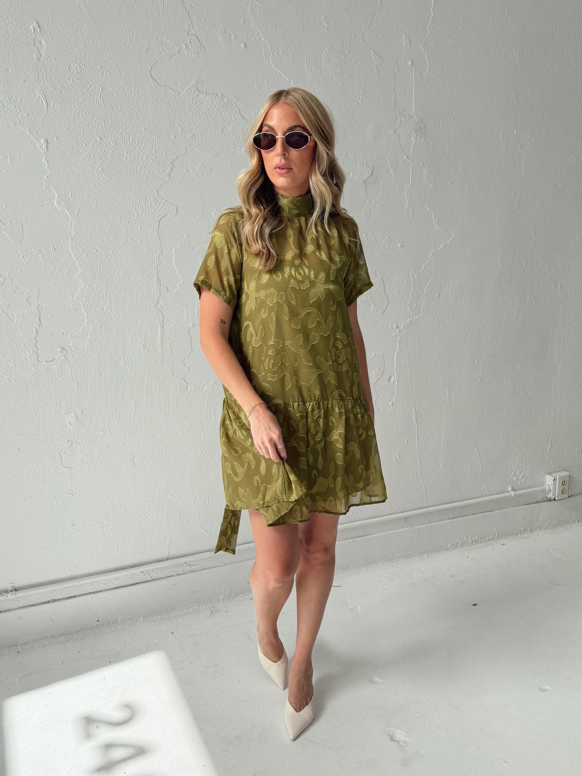 Kelly Floral Mini Dress - Olive