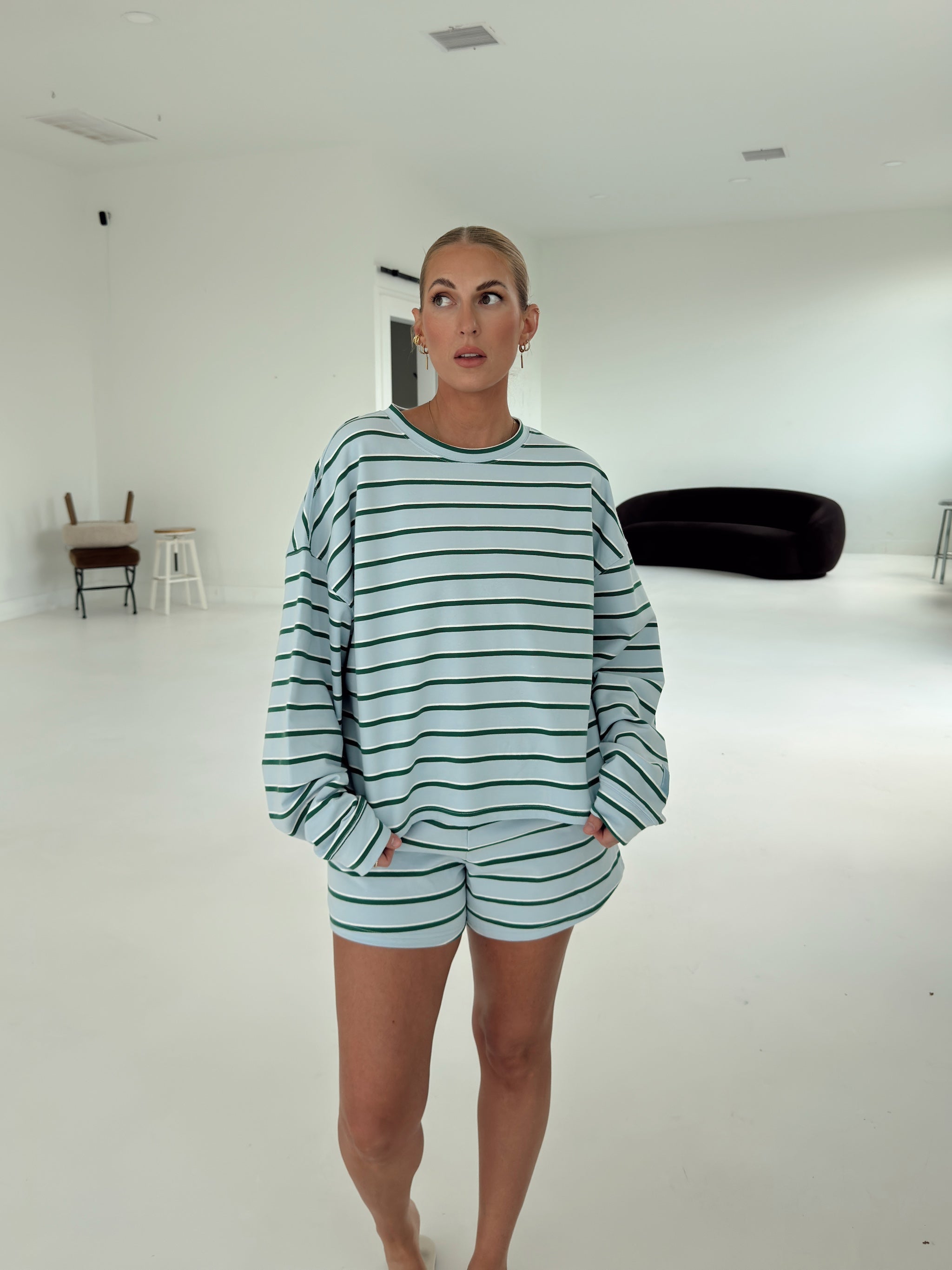 Crosby Stripe Shorts - Baby Blue and Green