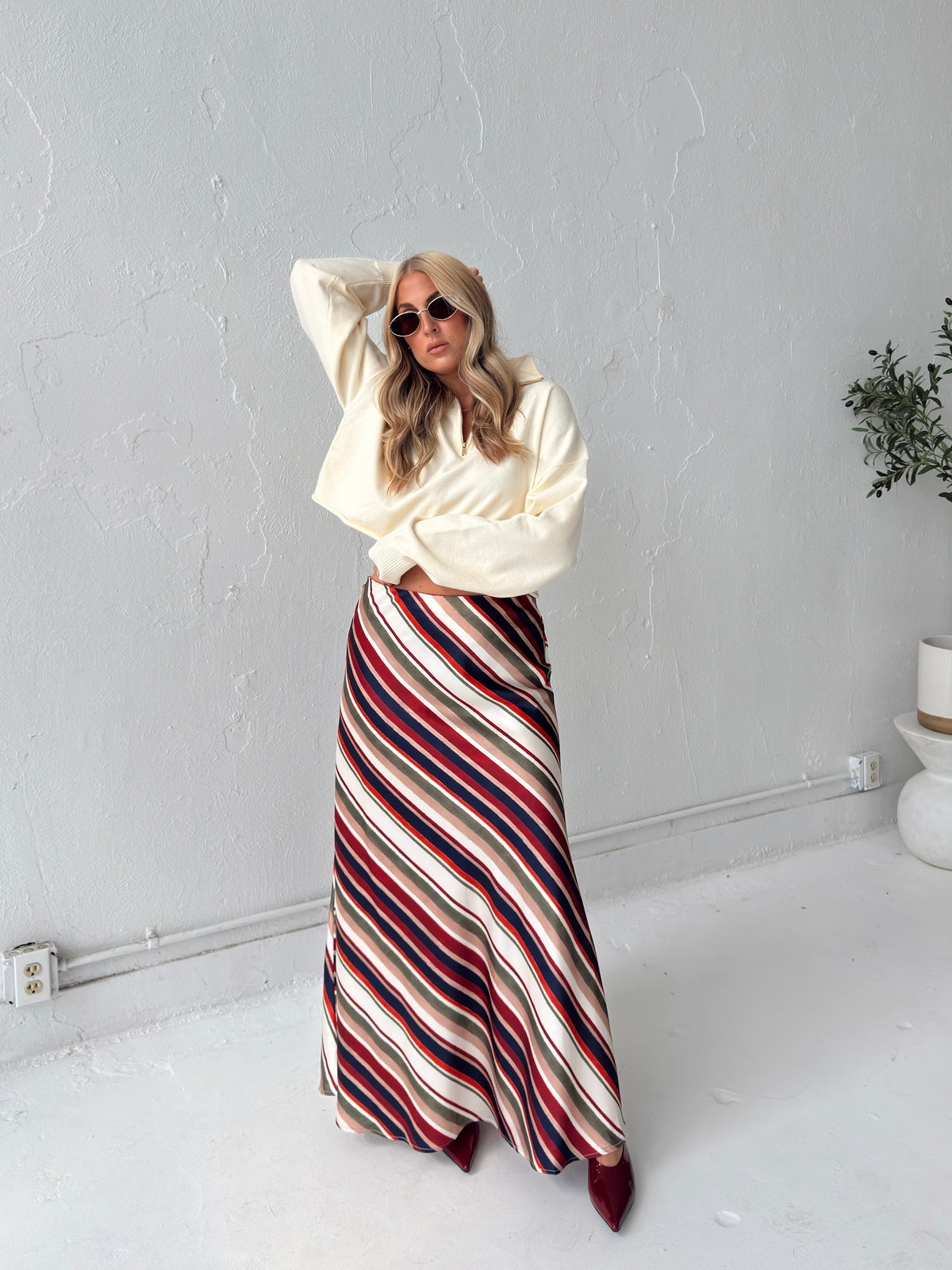 Pre-Order Dani Diagonal Stripe Maxi Skirt (restock eta 10/19)