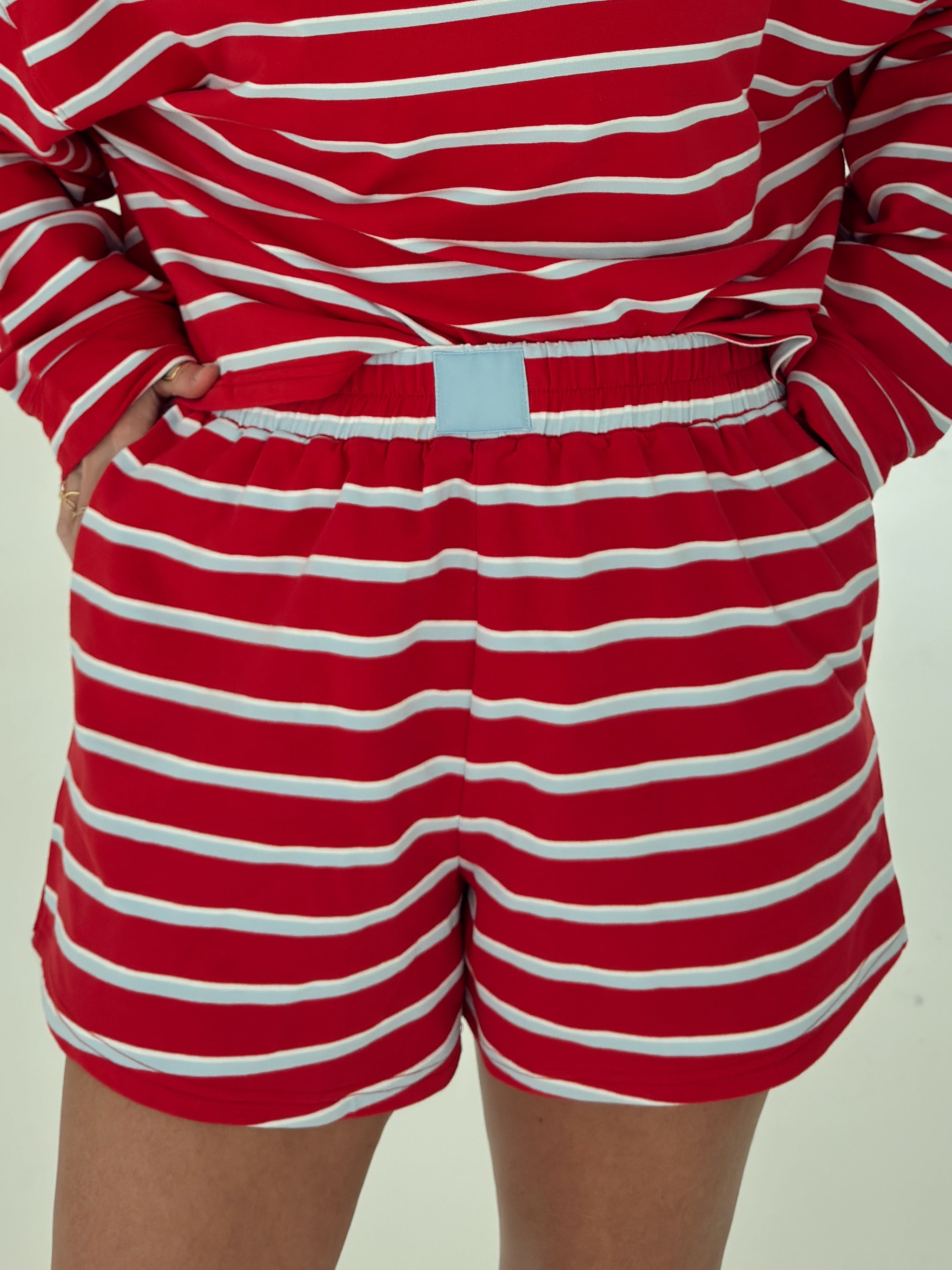 Crosby Stripe Shorts - Tomato and Baby Blue