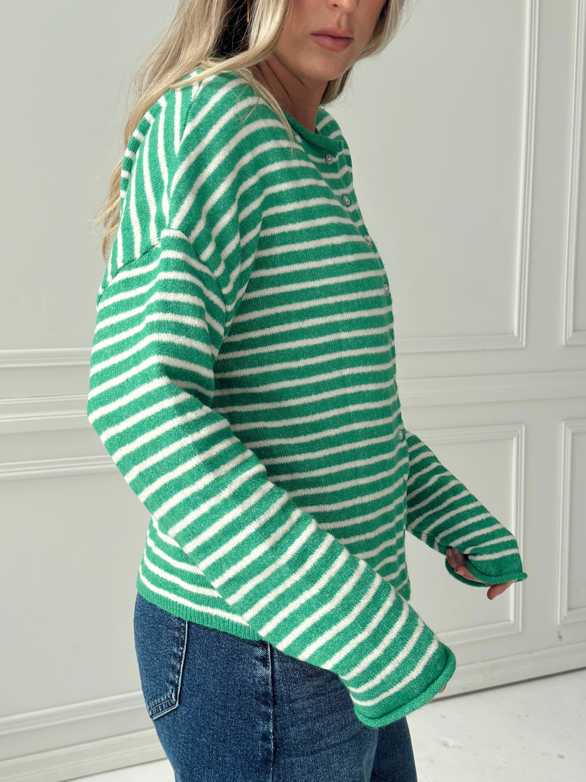 Brynn Striped Cardigan - Green