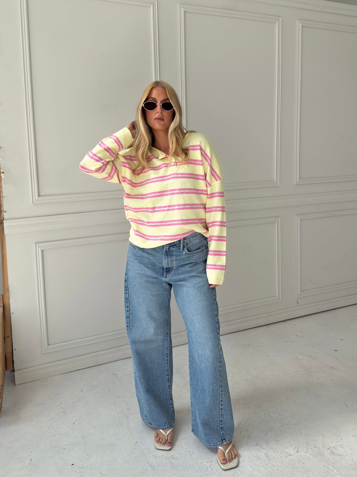 Caroline Cozy Stripe Knit Sweater - Yellow