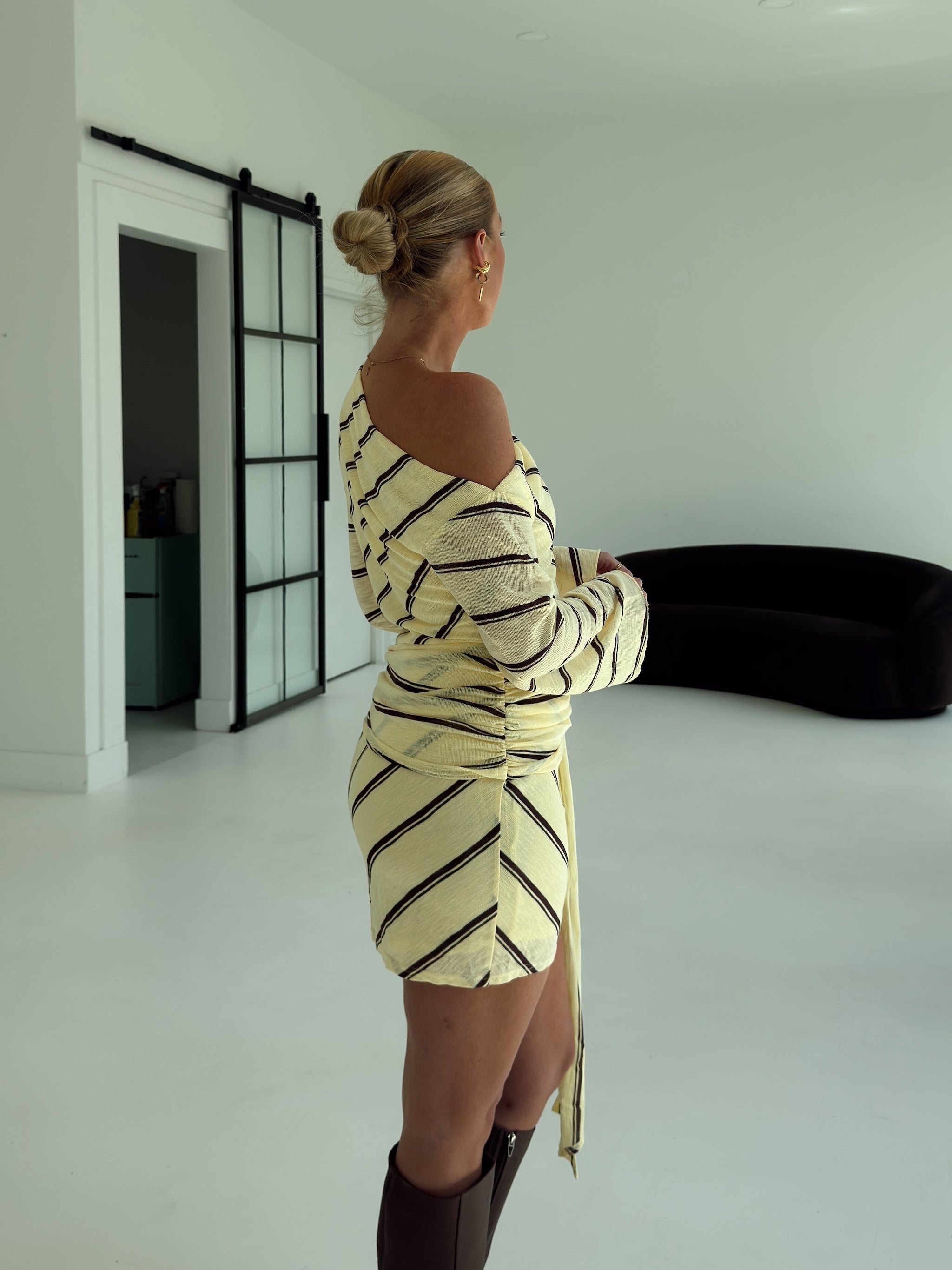 Abigail Yellow Stripe Mini Dress