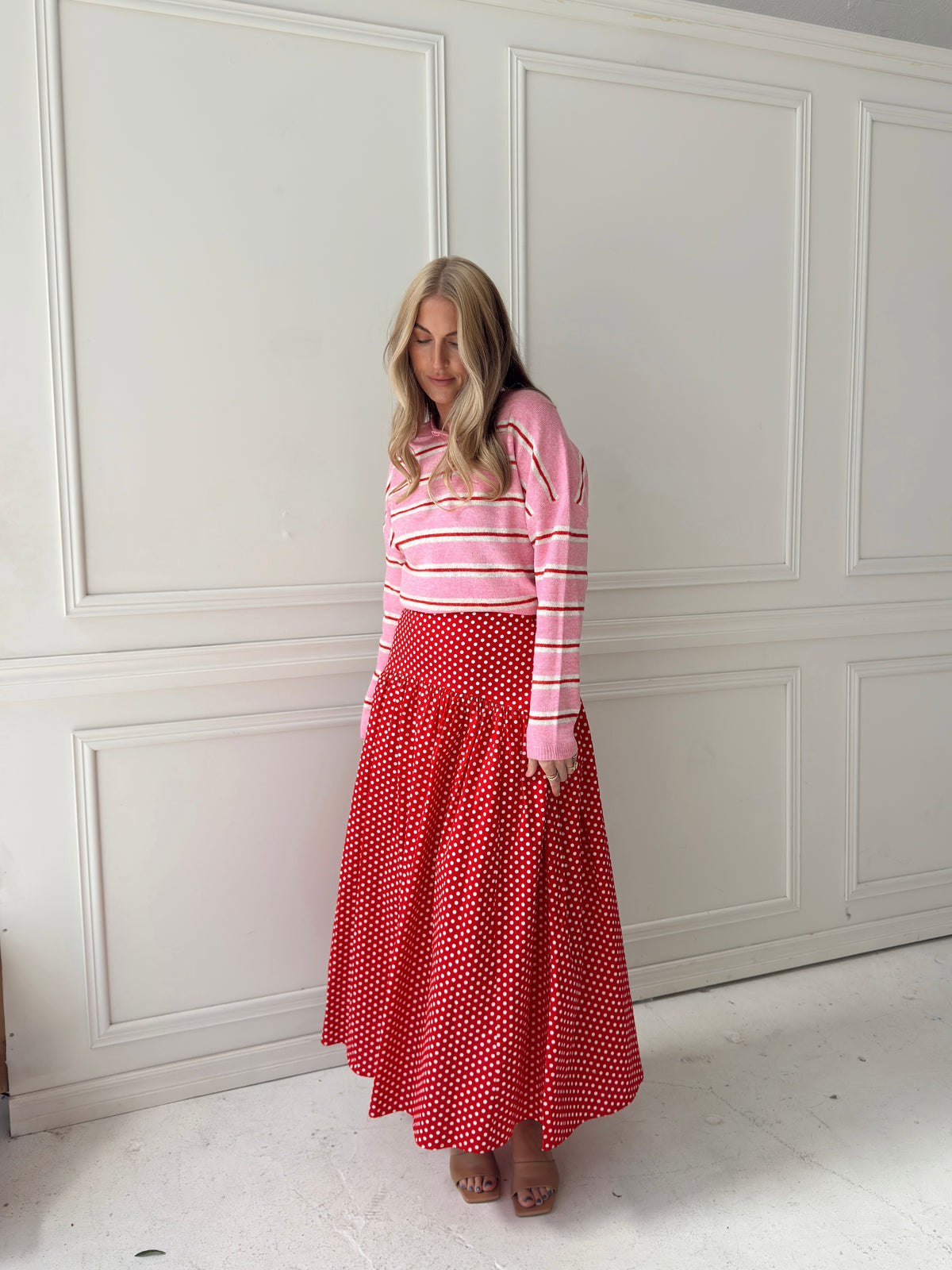 Set Your Sails Polka Dot Skirt - Red