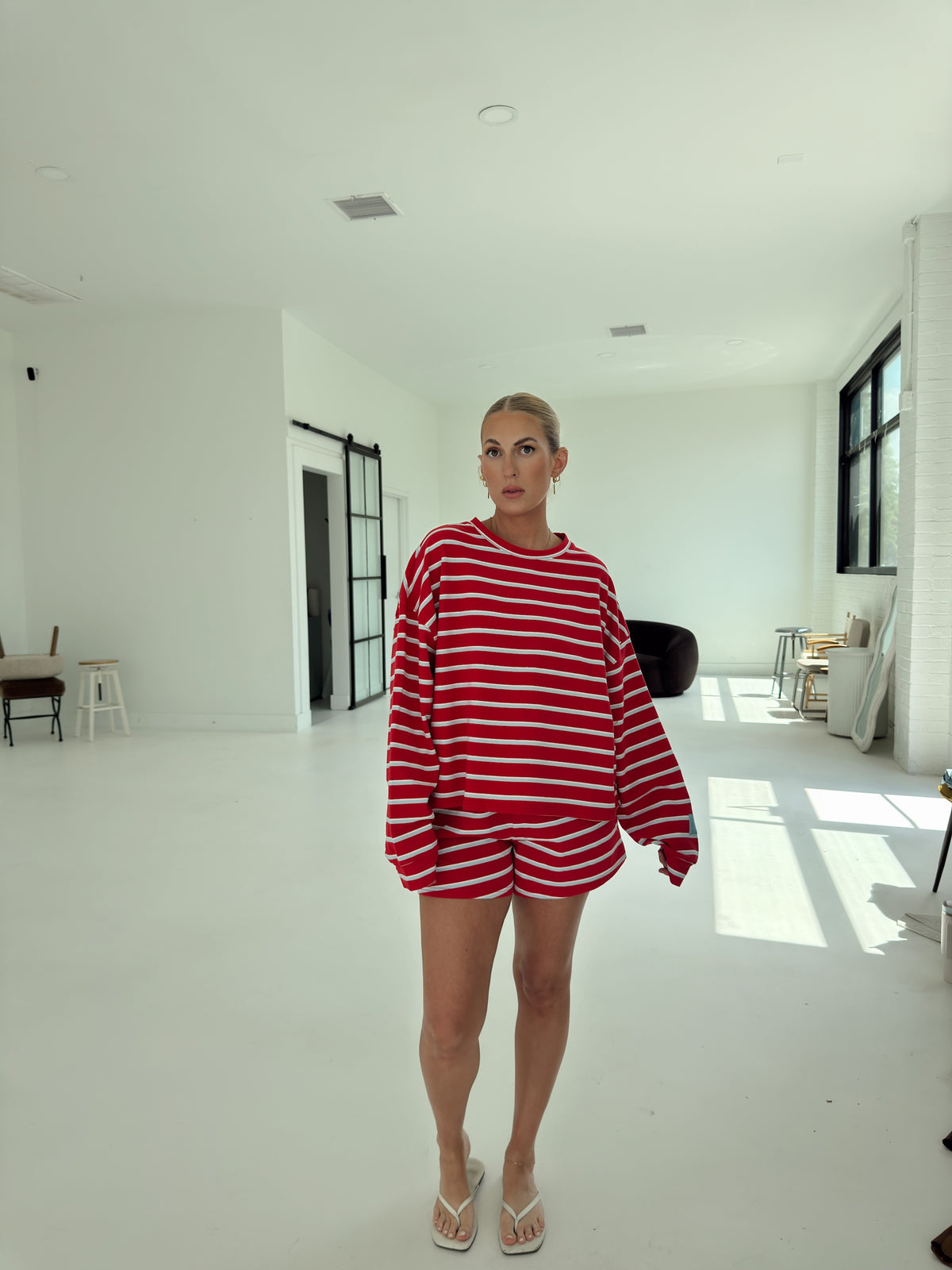 Crosby Stripe Shorts - Tomato and Baby Blue