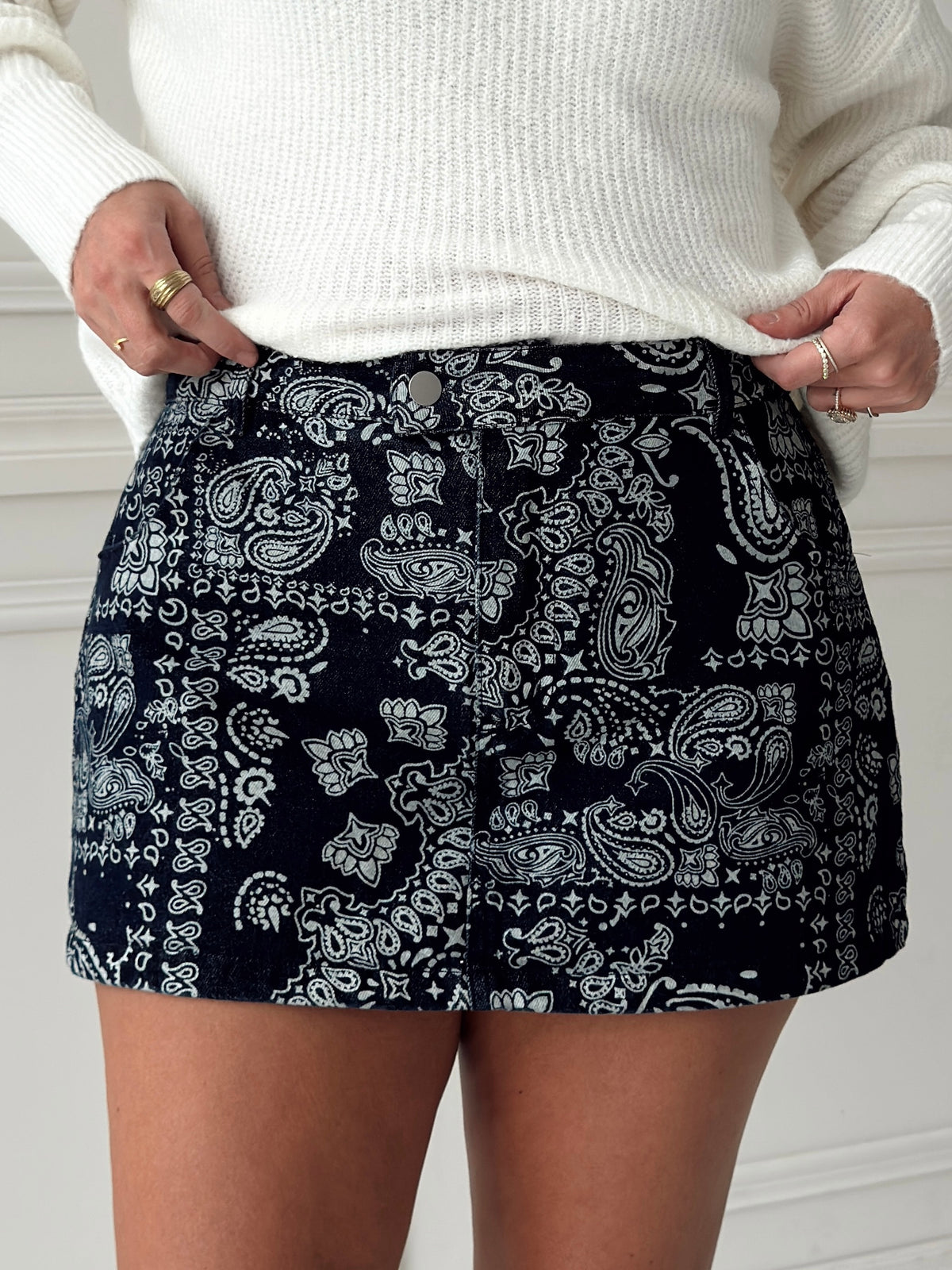 Lila Bandana Denim Mini Skort
