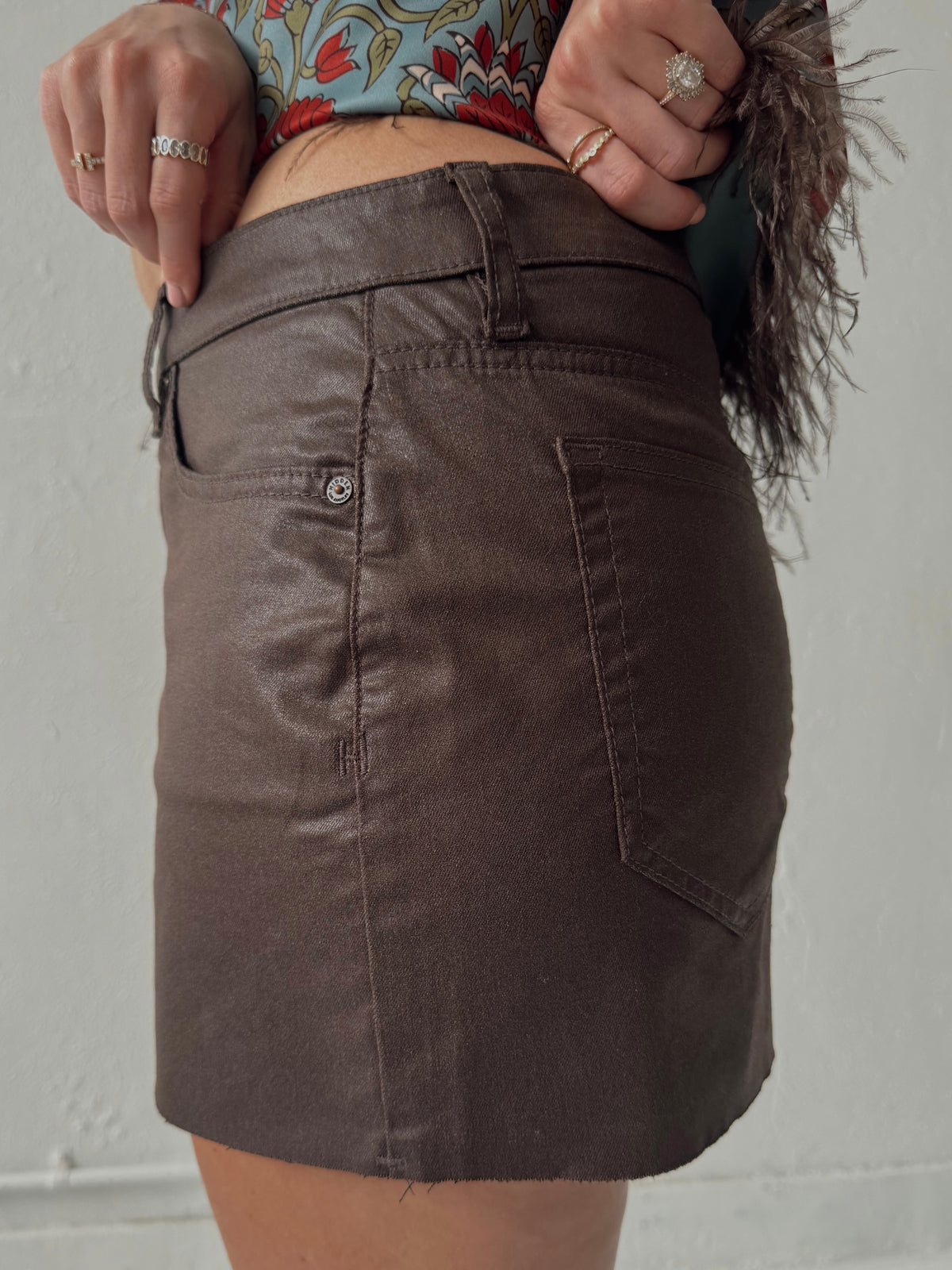 Bliss Coated Denim Mini Skirt