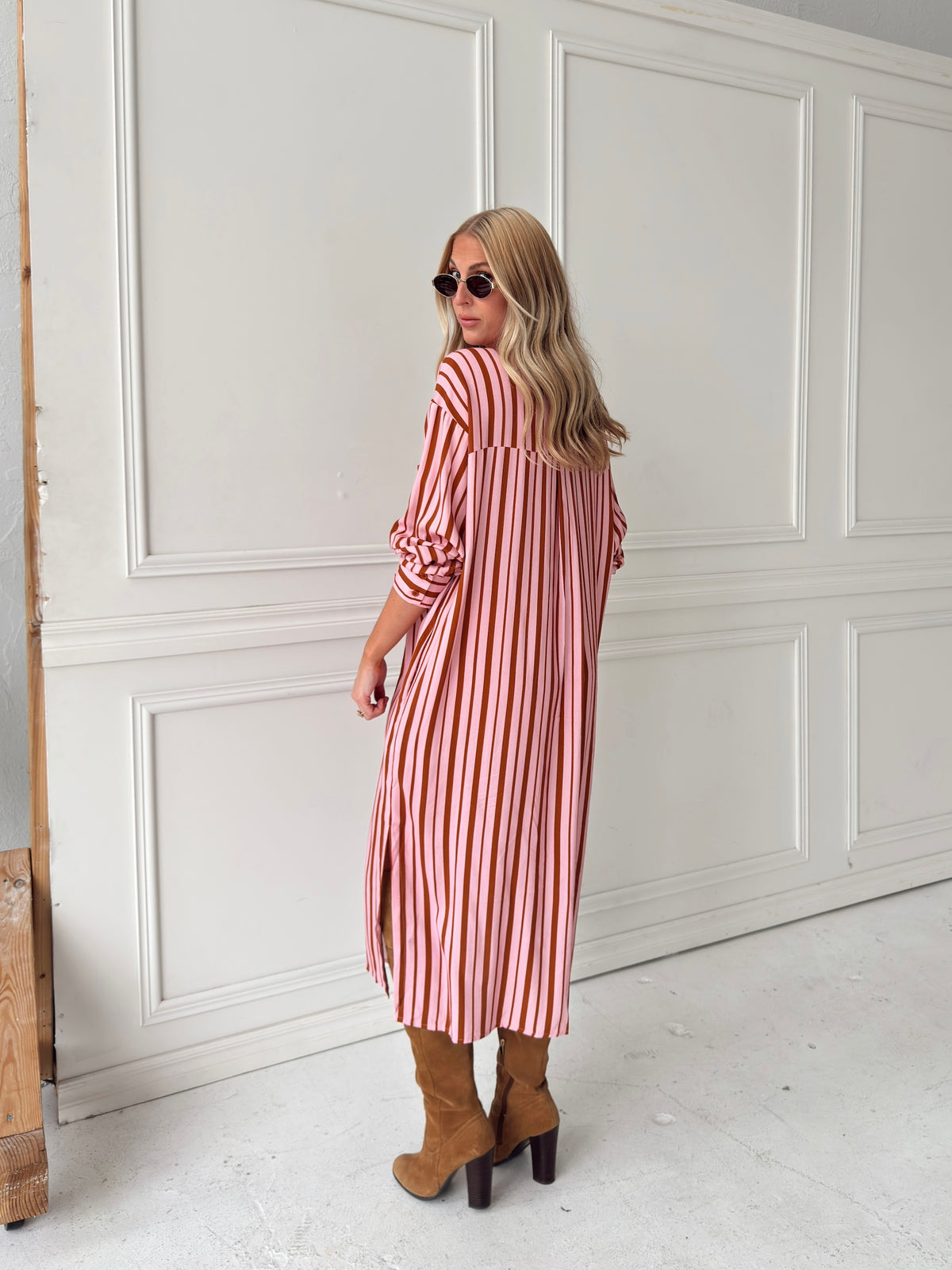 Warren Pink & Brown Midi Dress