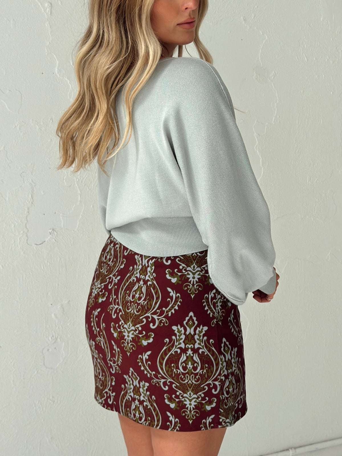 Ari Paisley Print Denim Mini Skirt