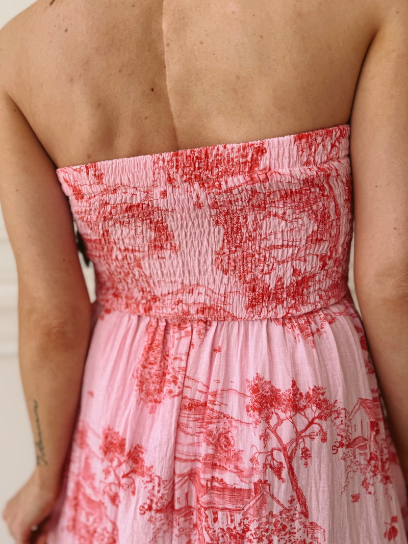 Meet Me in Santorini Sunset Cottage Tube Maxi Dress
