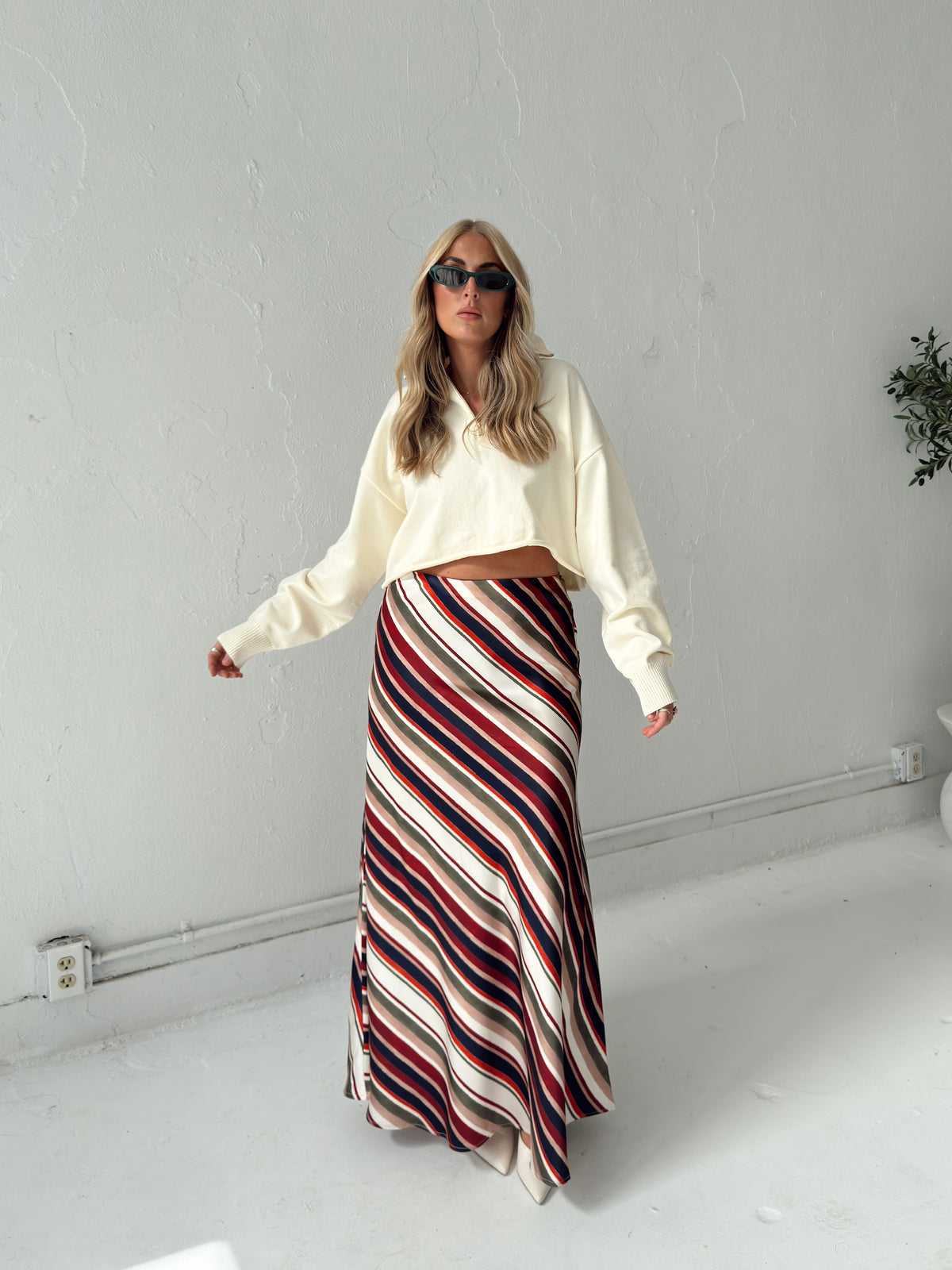 Pre-Order Dani Diagonal Stripe Maxi Skirt (restock eta 10/19)