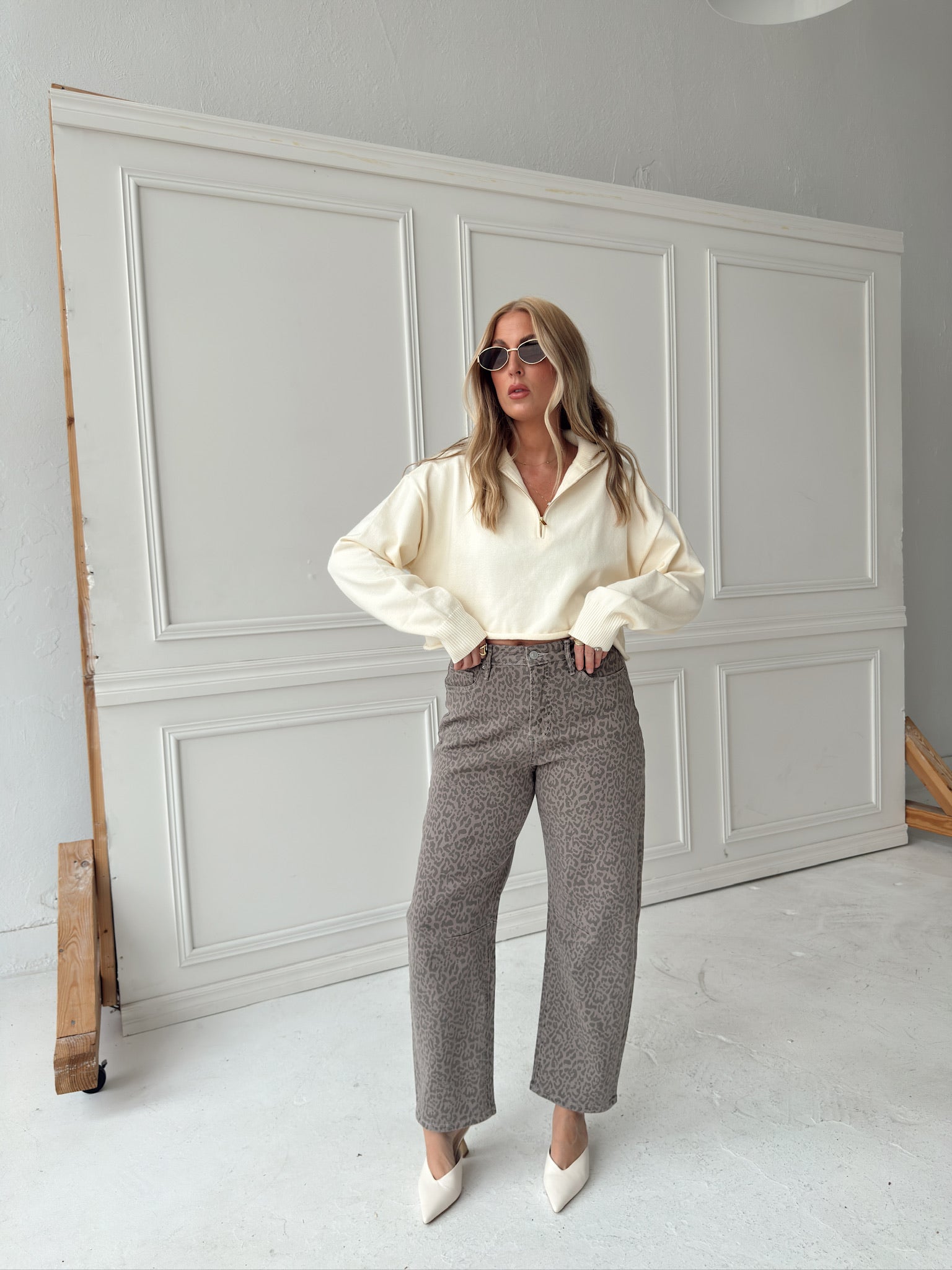 Leopard Barrel Jean