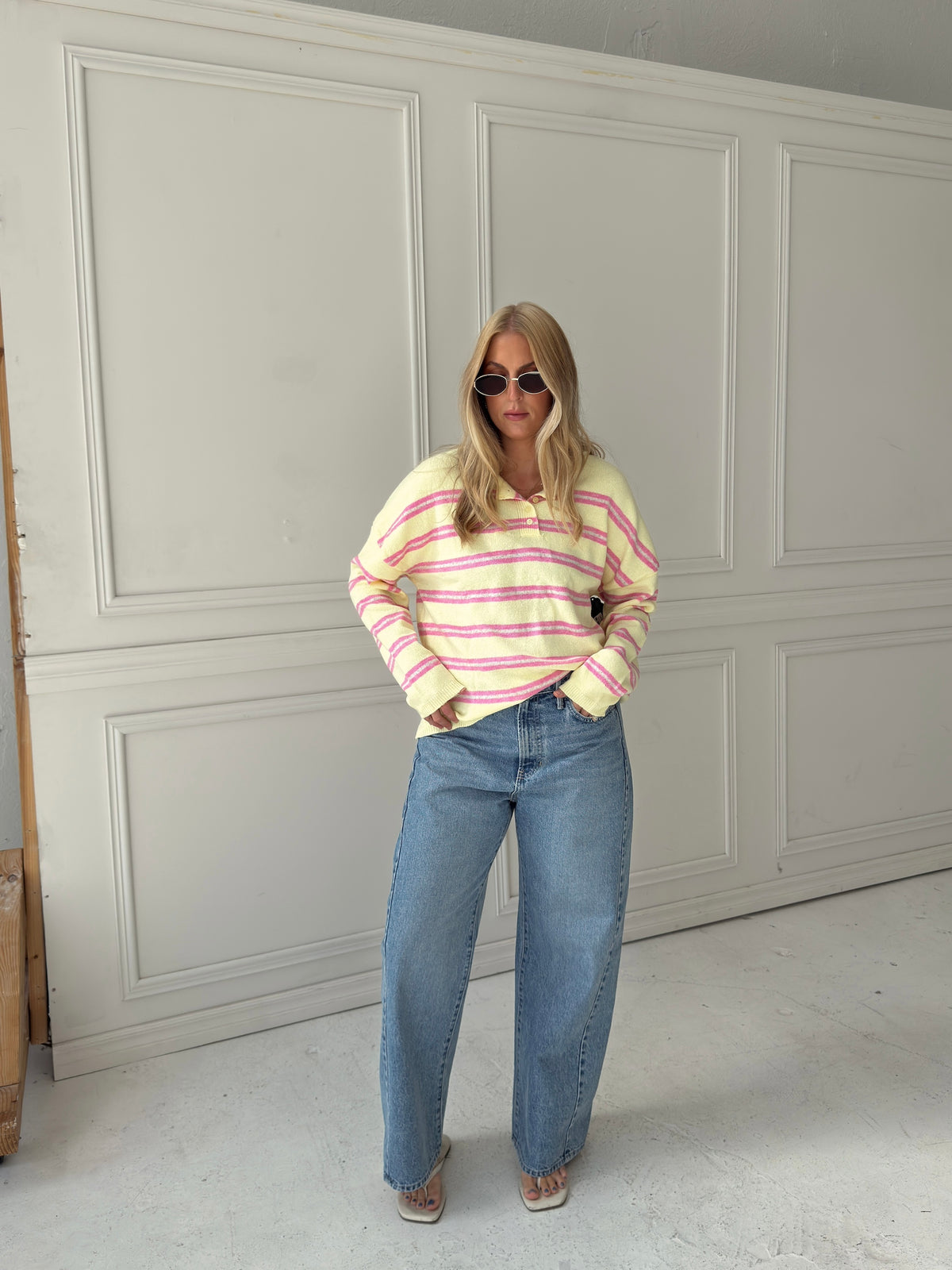 Caroline Cozy Stripe Knit Sweater - Yellow