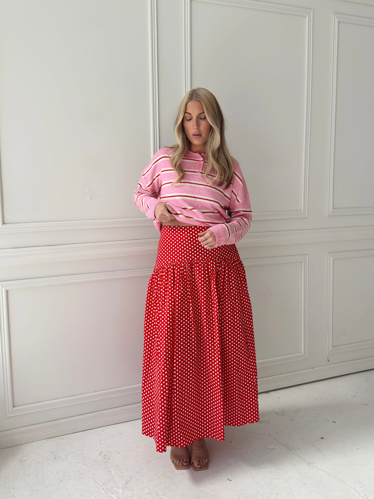 Set Your Sails Polka Dot Skirt - Red