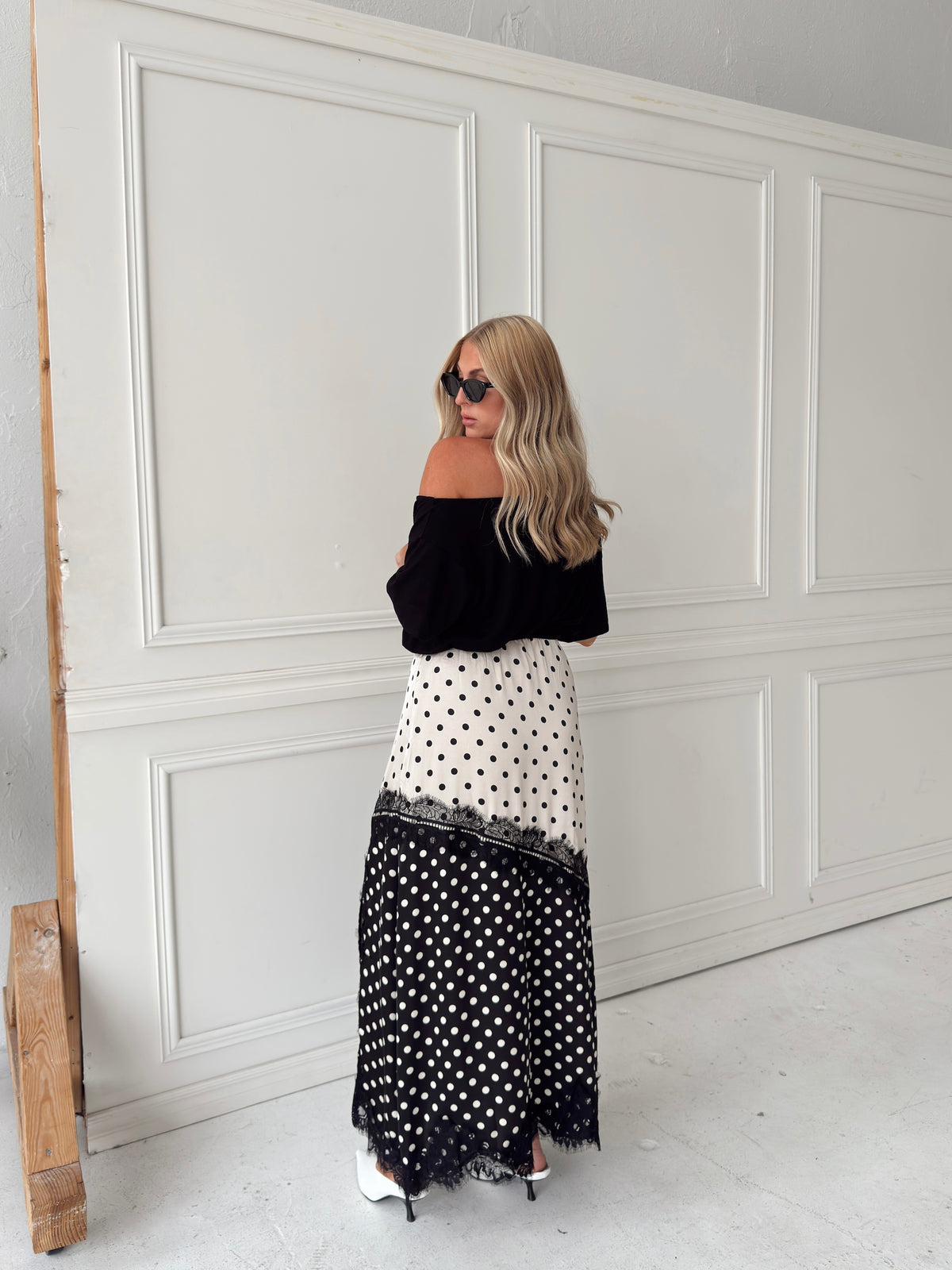 Diana Dual-Tone Polka Dot Maxi Skirt