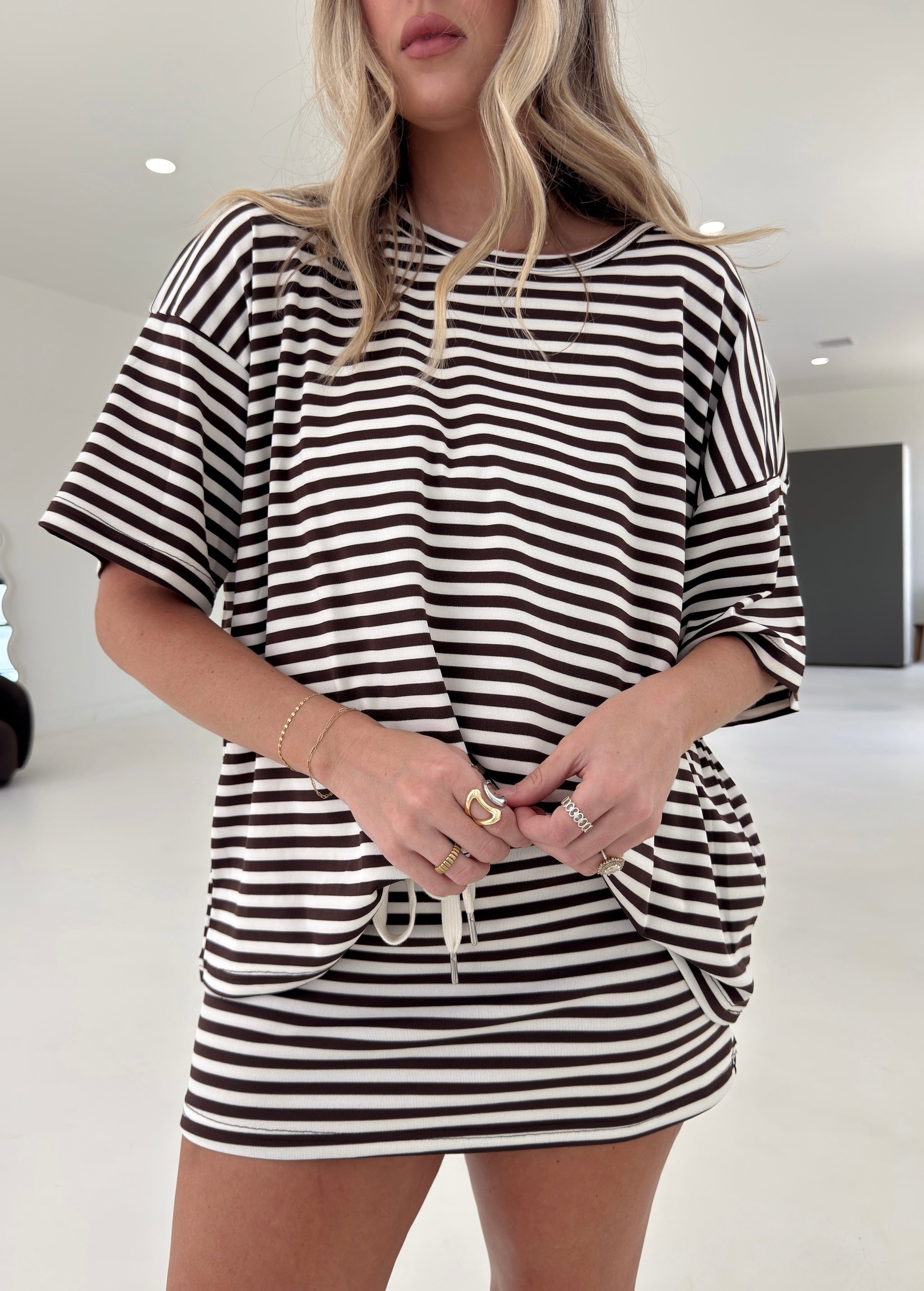 Pre-Order Weekender Stripe Top - Brown (restock eta 8/30)