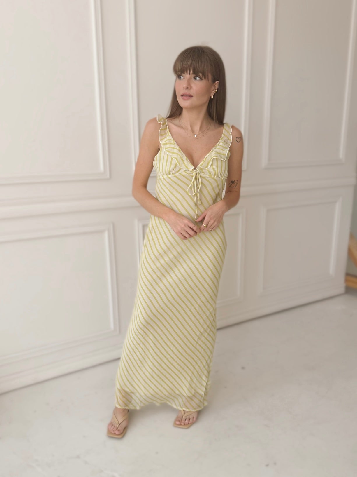 Lime Stripes Maxi Dress