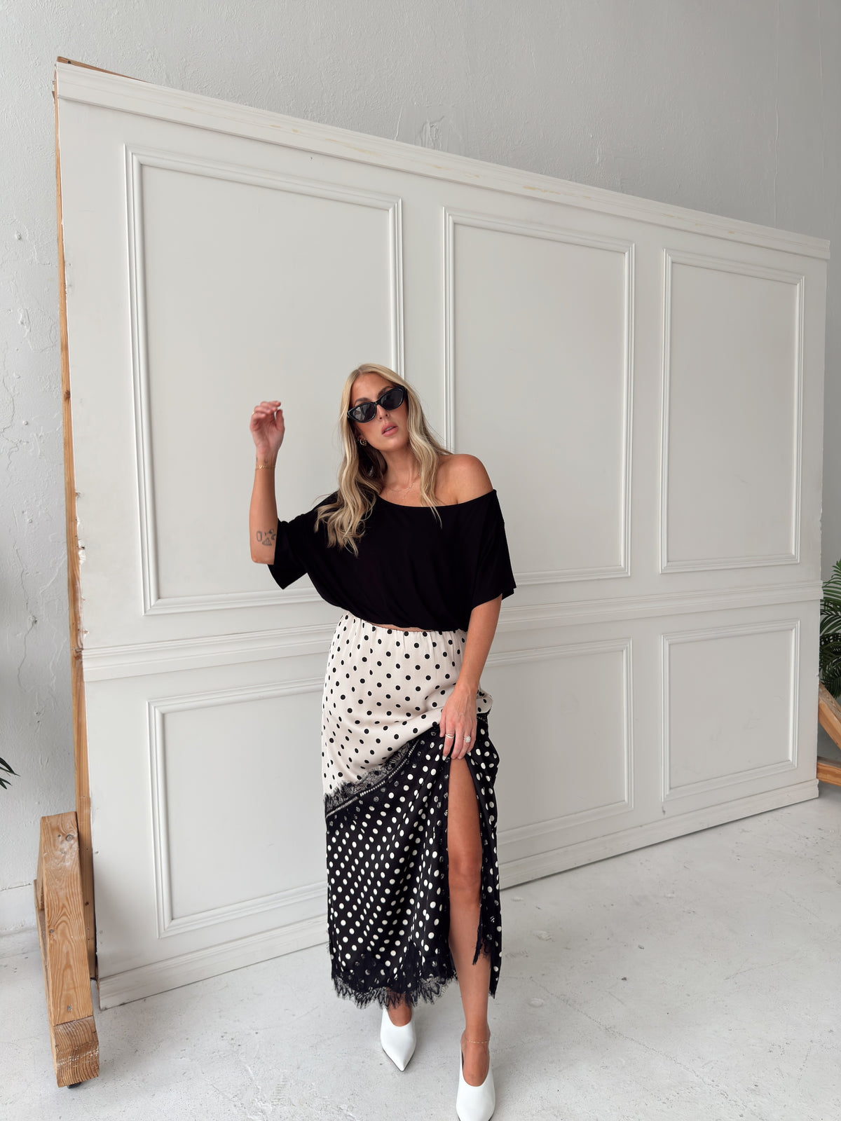 Diana Dual-Tone Polka Dot Maxi Skirt
