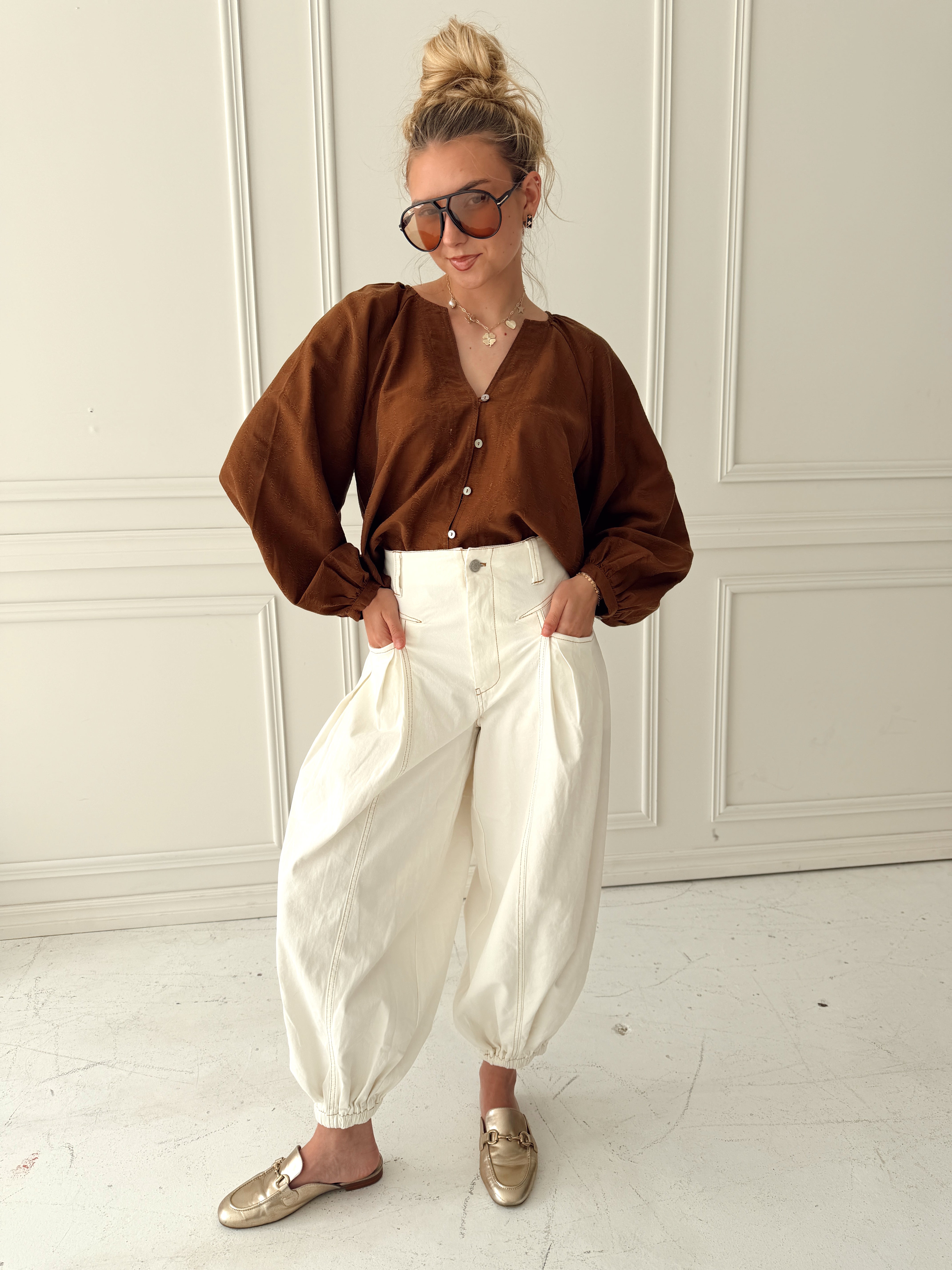 Kim White Balloon Jeans