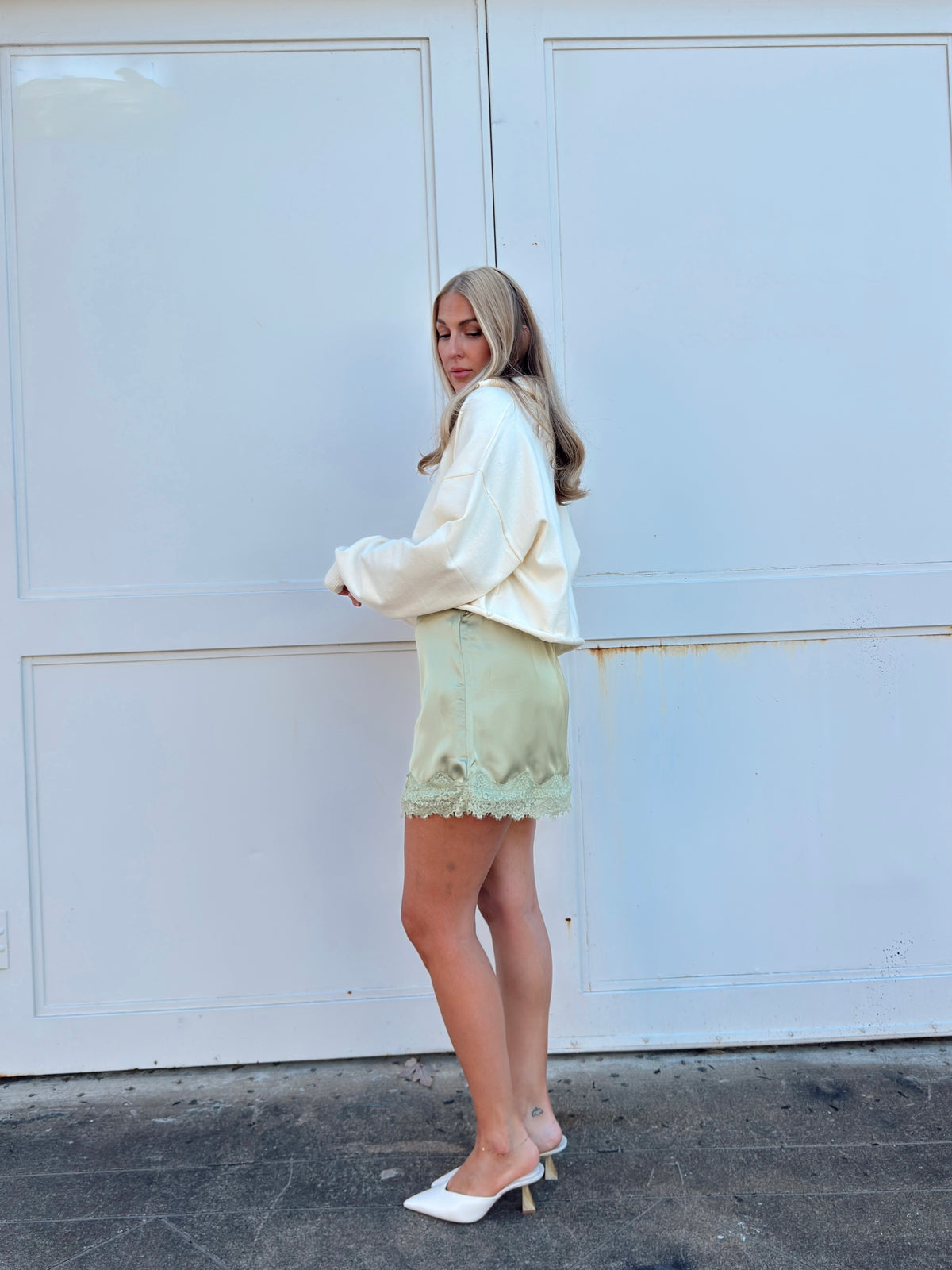 Sabrina Lace Trim Mini Skort - Matcha