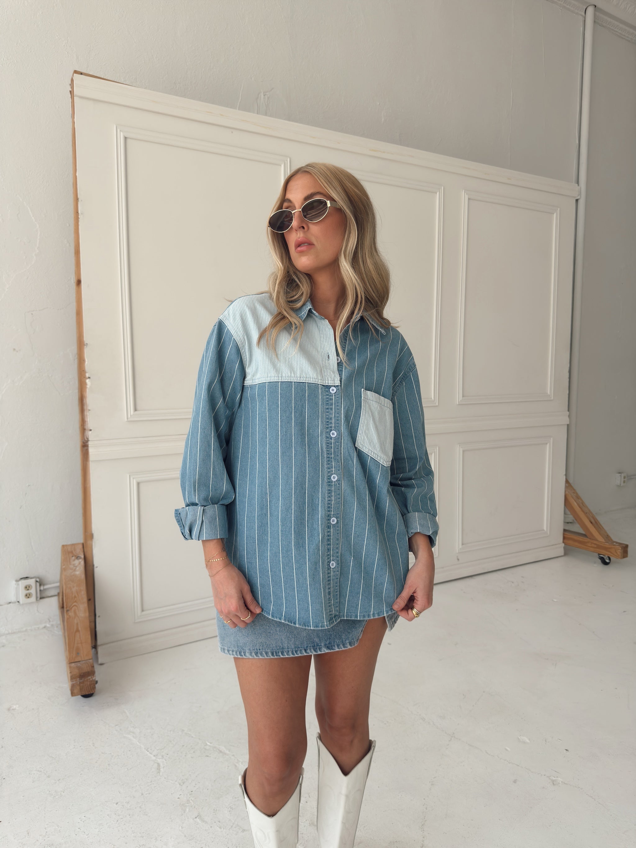 Baylee Blue Denim Button Down