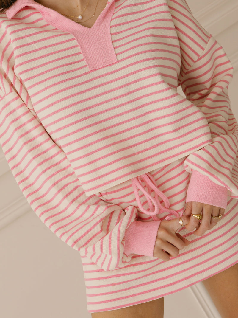 Saturdays Stripe Pink Pullover