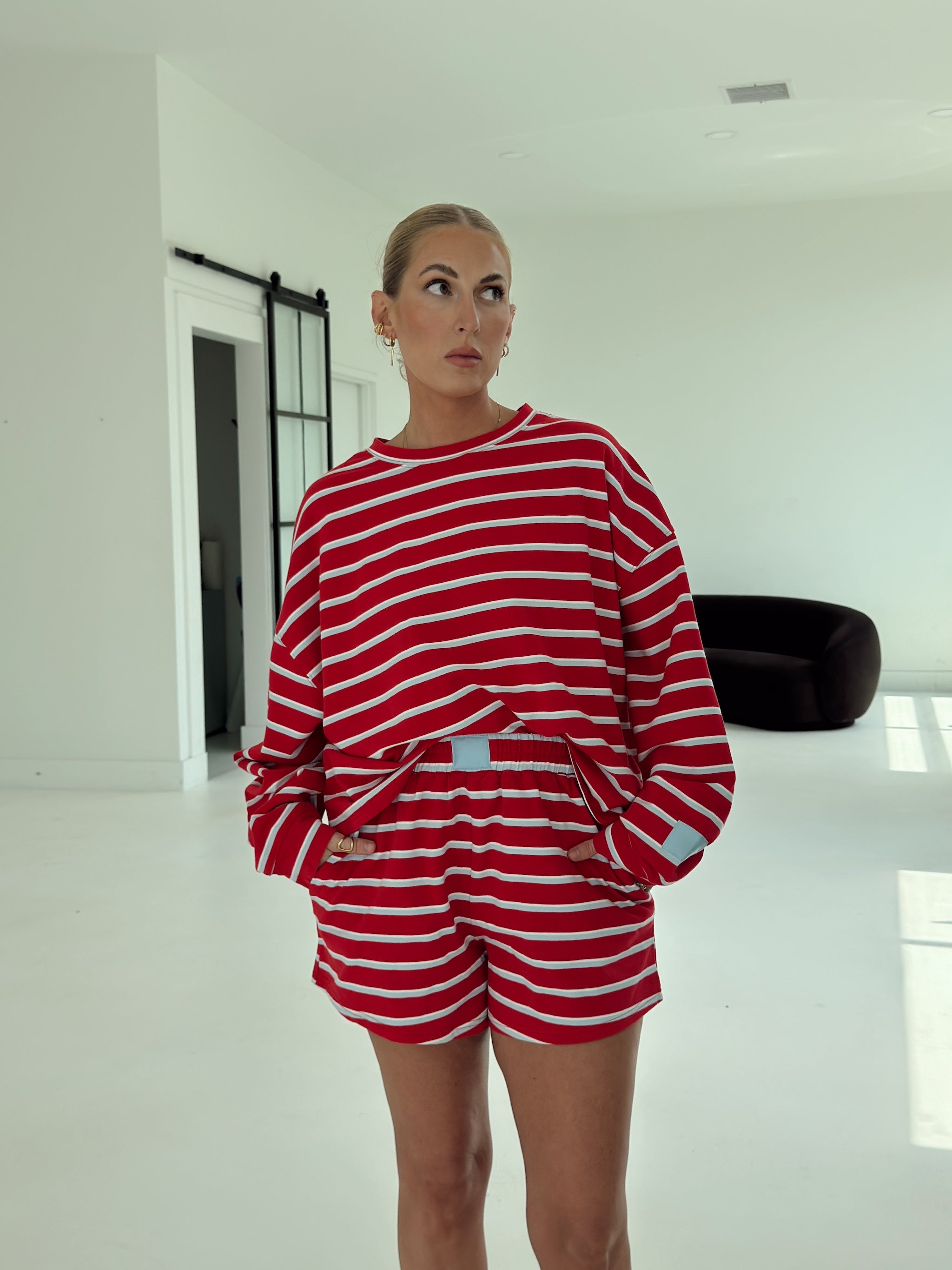 Crosby Stripe Shorts - Tomato and Baby Blue