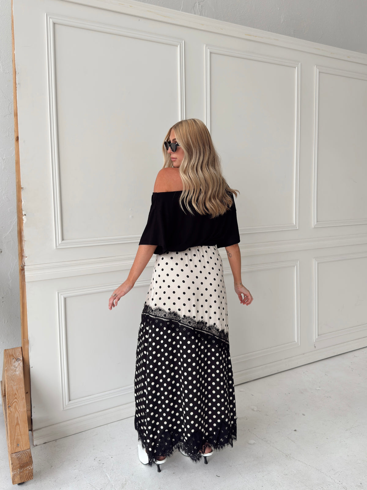 Diana Dual-Tone Polka Dot Maxi Skirt