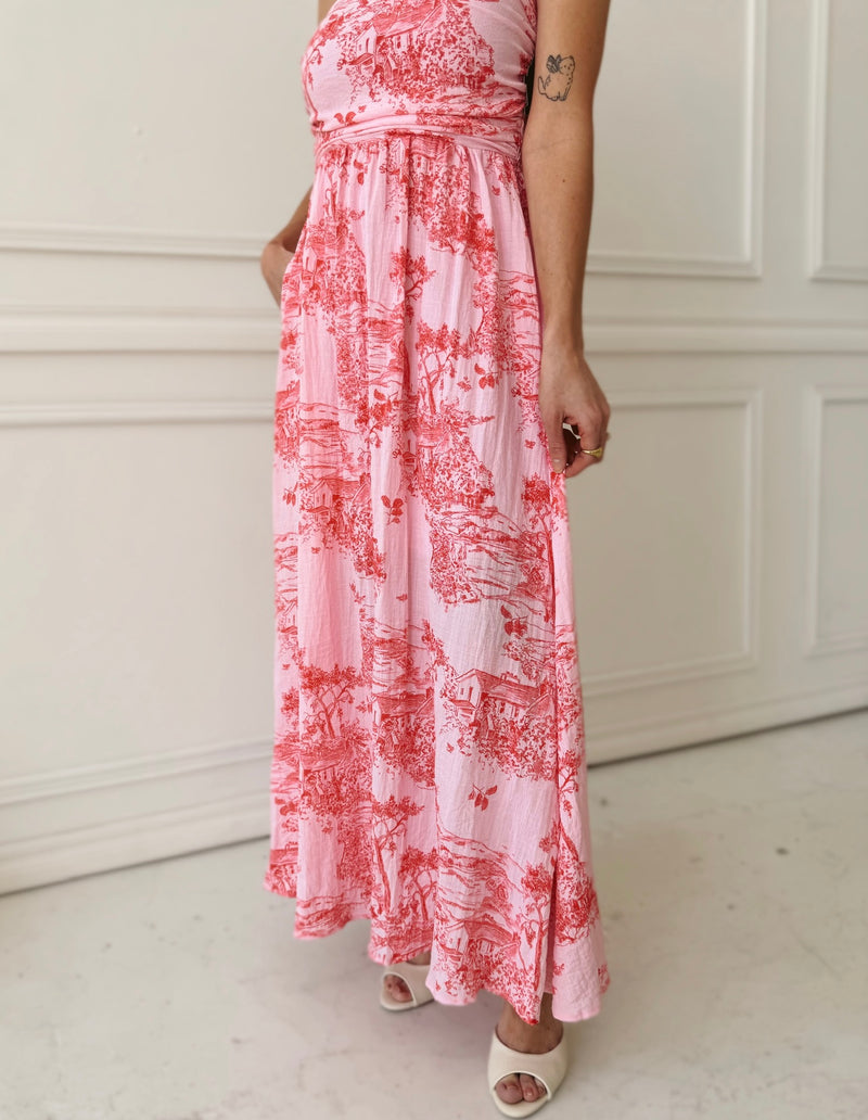 Meet Me in Santorini Sunset Cottage Tube Maxi Dress